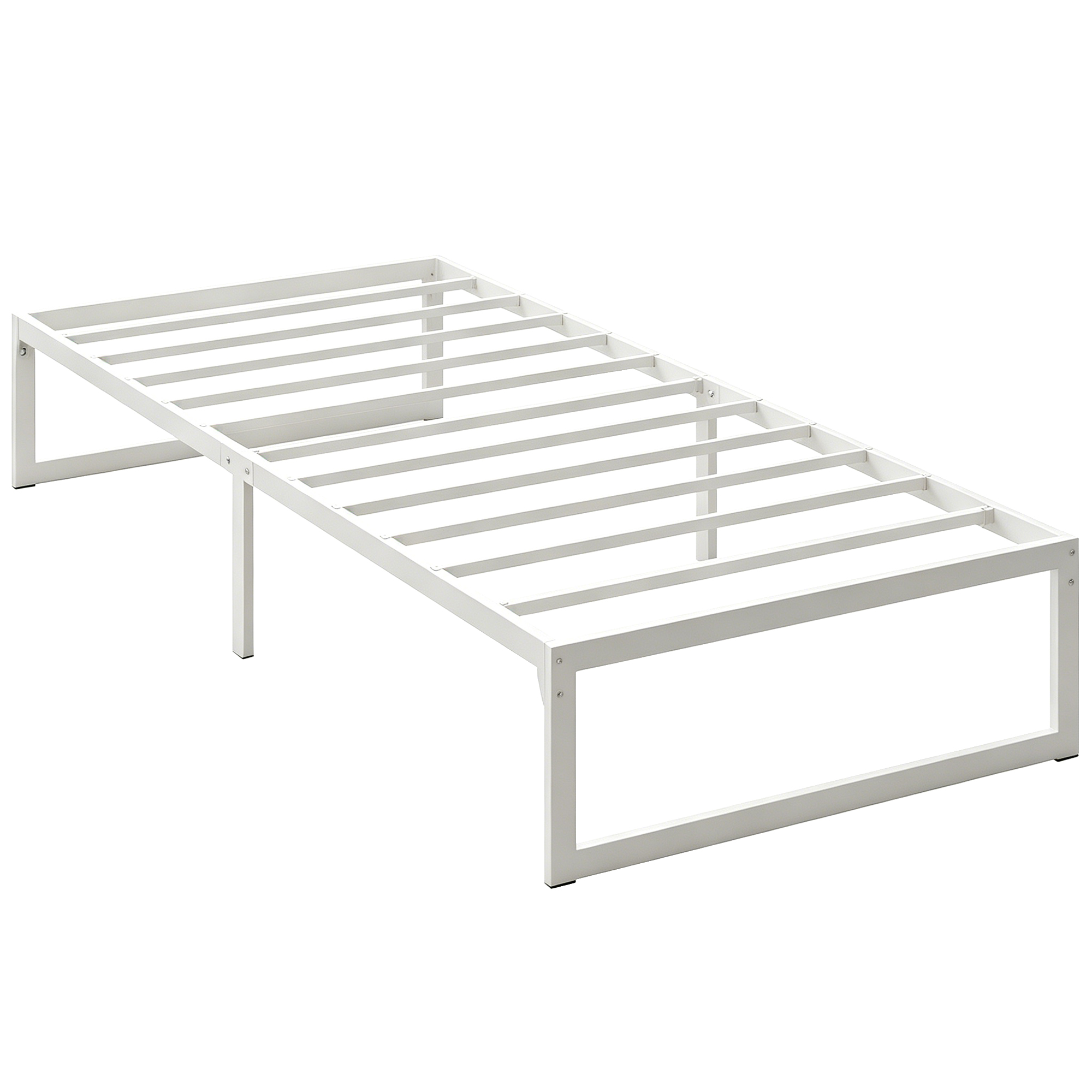 HOMCOM Bettgestell mit Stauraum unter dem Bett, 32,5 cm hoch, Bett mit Lattenrost, geräuscharm, kein Boxspring erforderlich, einfache Montage, 200 x 90 cm, Weiß Aosom