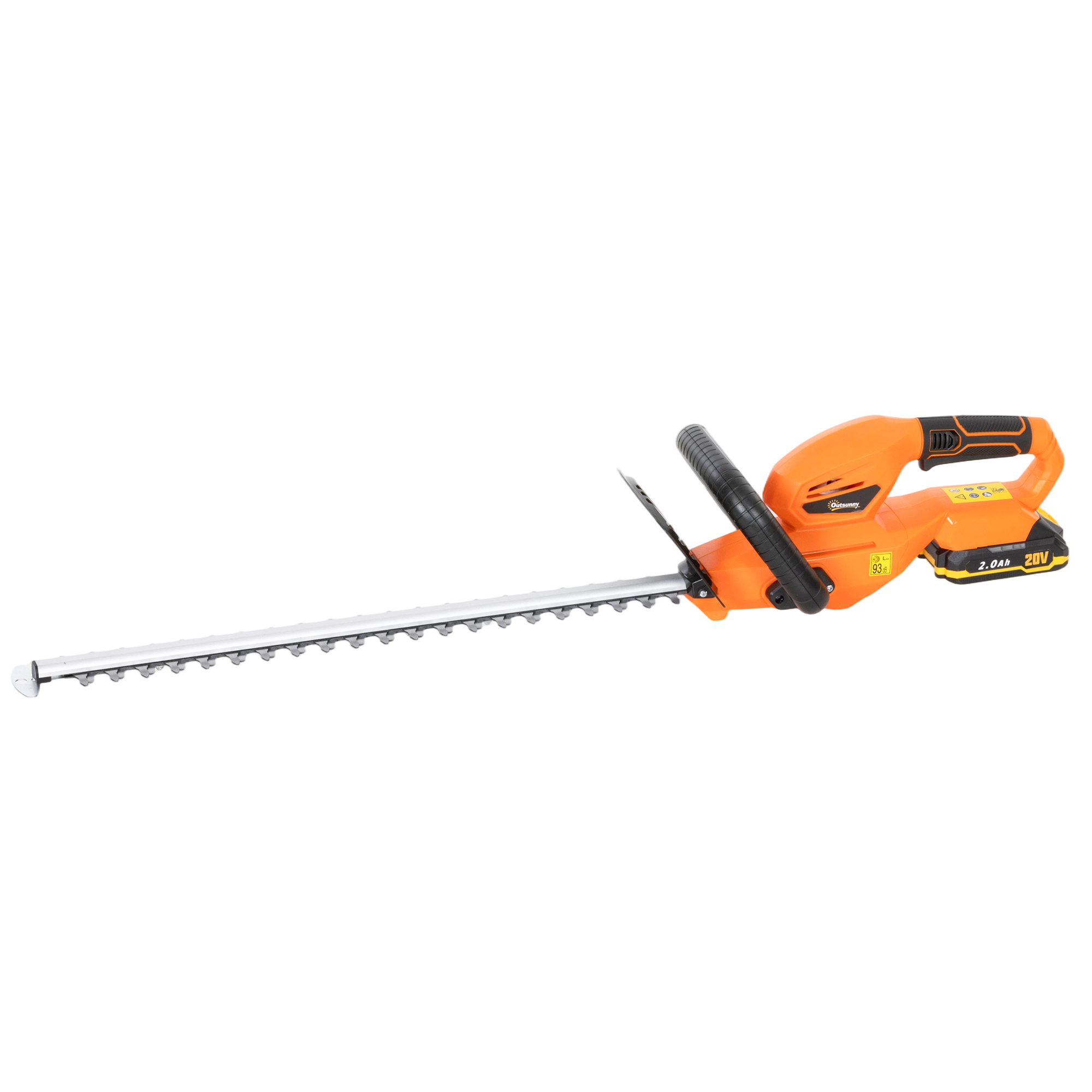 Outsunny Elektro Heckenschere Akku Elektrischer Heckenschneider mit 100 W Motorleistung Kabellos 51cm Schnittlänge ABS Orange Aosom