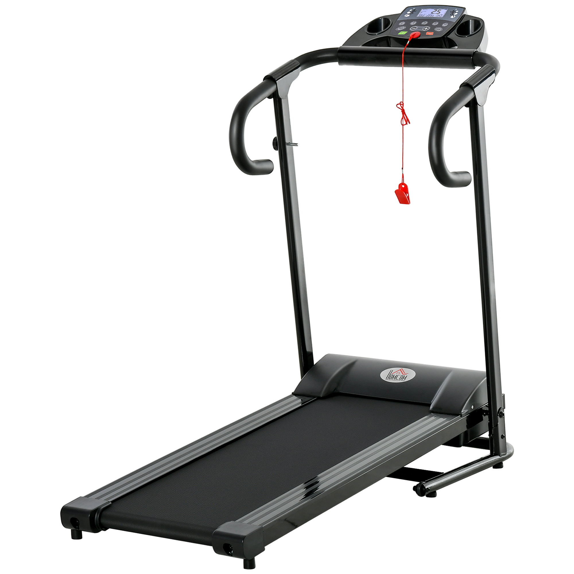HOMCOM Laufband elektrisch klappbar 500W 0,8-10km/h mit LCD-Display & Handyhalterung in Schwarz 123x62x117cm für Zuhause   Aosom.de
