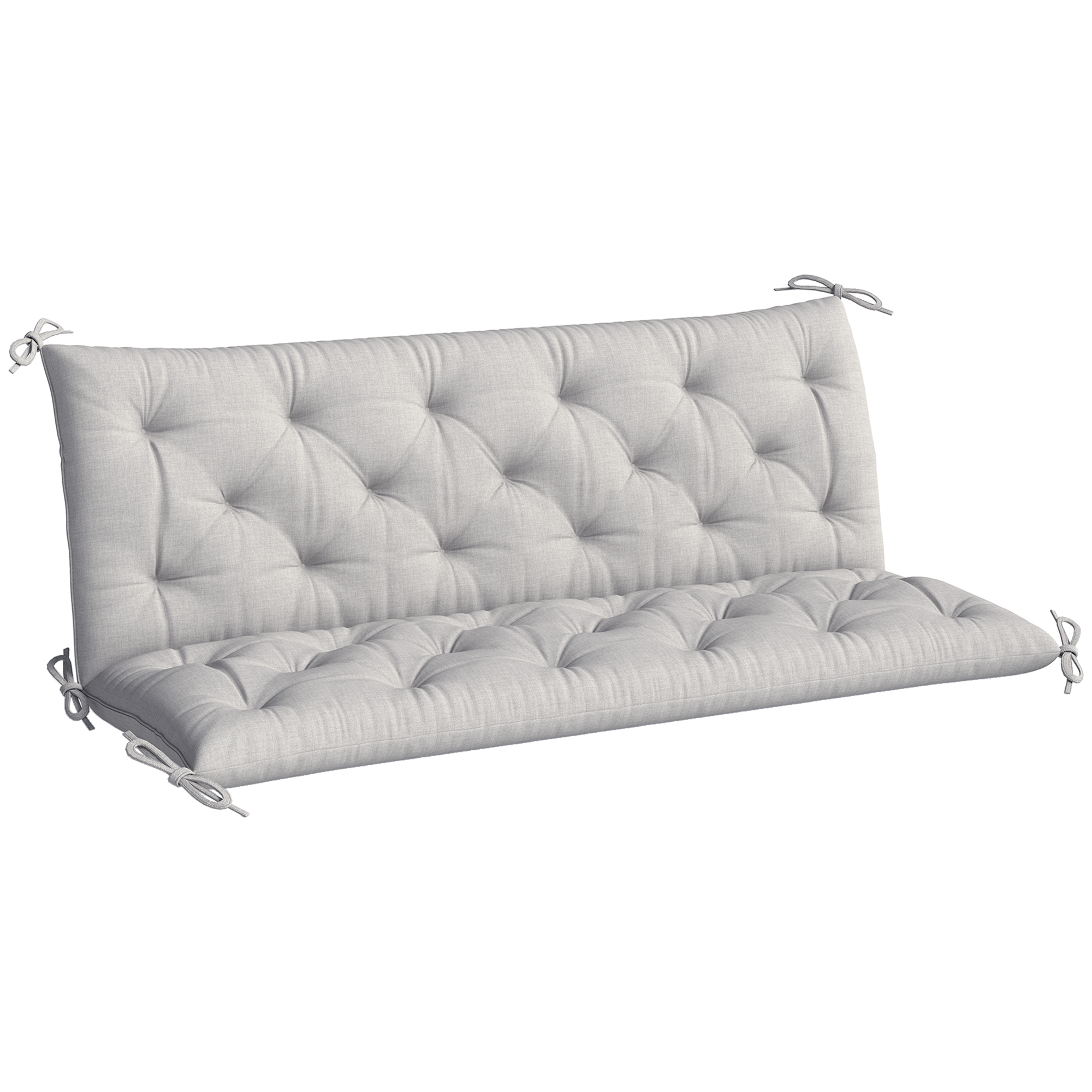 Outsunny 3 Sitzer Bankauflage 150x98x8 cm Bankkissen mit Bändern, Sitzkissen, Outdoor/Indoor Stuhlkissen, Sitzauflage, Sitzpolster, Bankpolster für Gartenmöbel, Sitzbank Hollywoodschaukel, Hellgrau Aosom