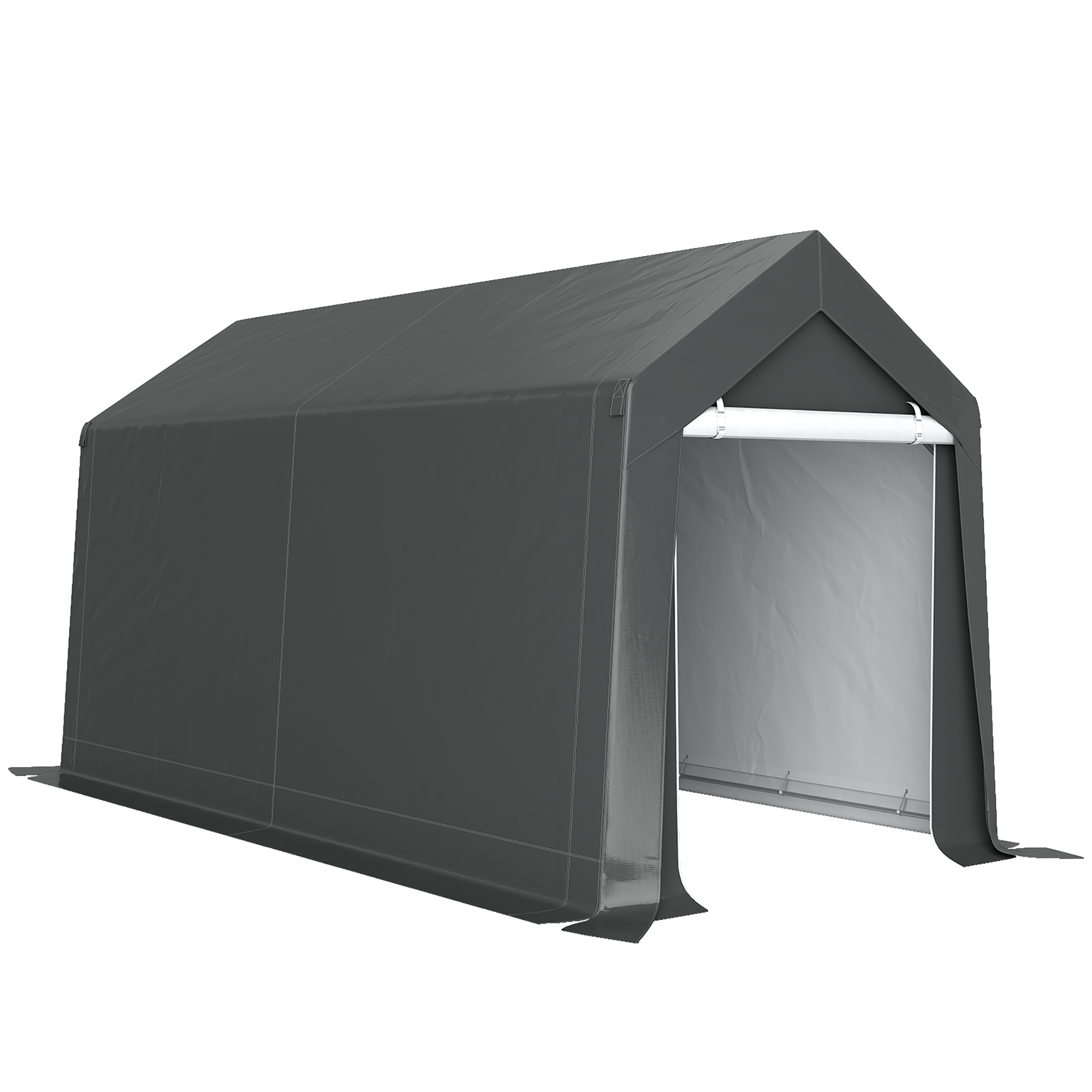 Outsunny Garagenzelt, 2,1 x 3,6 x 2,35 m Lagerzelt mit UV-Schutz, Reißverschlusstür, Wasserabweisend Foliengarage für Motorrad, Gartengeräte, Dunkelgrau Aosom