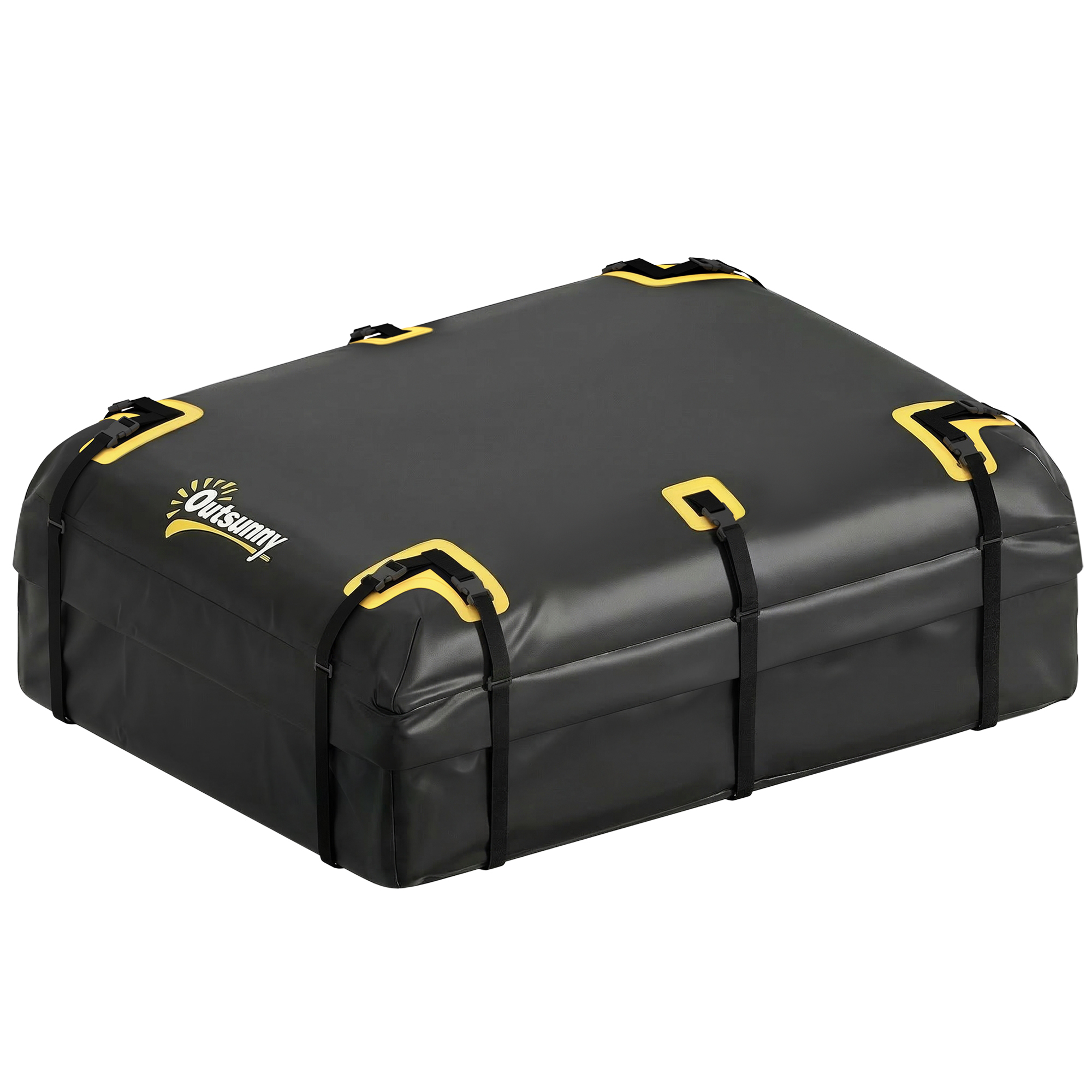 Outsunny Auto Dachbox 21 Kubikfuß Faltbar Wasserdicht Dachgepäckträger mit Anti-Rutsch-Matte 10 Schwerlastgurten 6 Türhaken Gepäckschloss Dachkoffer Gepäcktransport für Fahrzeuge mit/ohne Gepäckträger Aosom