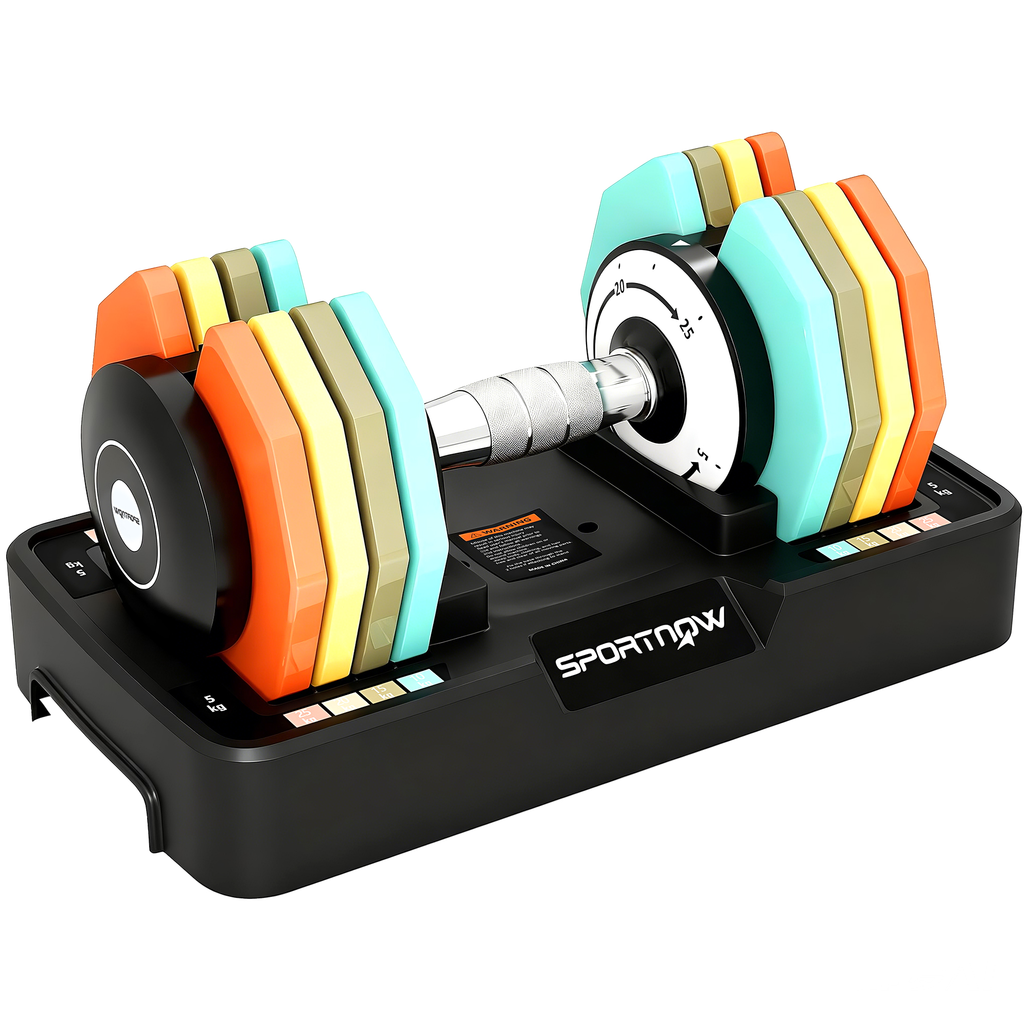 SPORTNOW Verstellbare Hantel, 5-25 kg Hanteln mit Ablagefach, rutschfest Griff, Schnelleinstellung, Platzsparend Kurzhantelset, Kurzhanteln, Dummbell Set für Zuhause, Fitnessstudio   Aosom