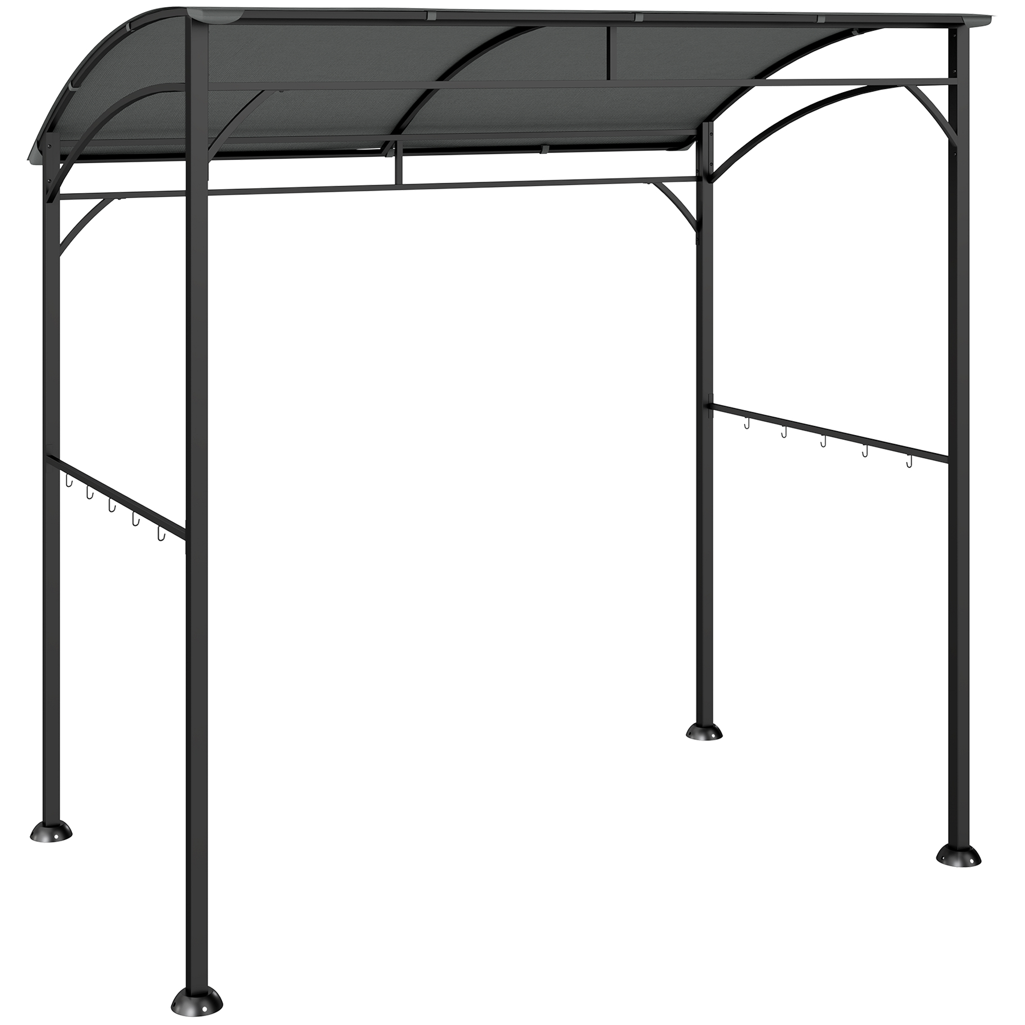 Outsunny Grillpavillon 215 x 150 x 220 cm Wasserabweisend Gartenpavillon mit Gebogendach, Gartenlauben mit Haken, BBQ Pavillon, Gartenzelt Grillzelt Partyzelt für Garten Party Picknick BBQ, Dunkelgrau Aosom