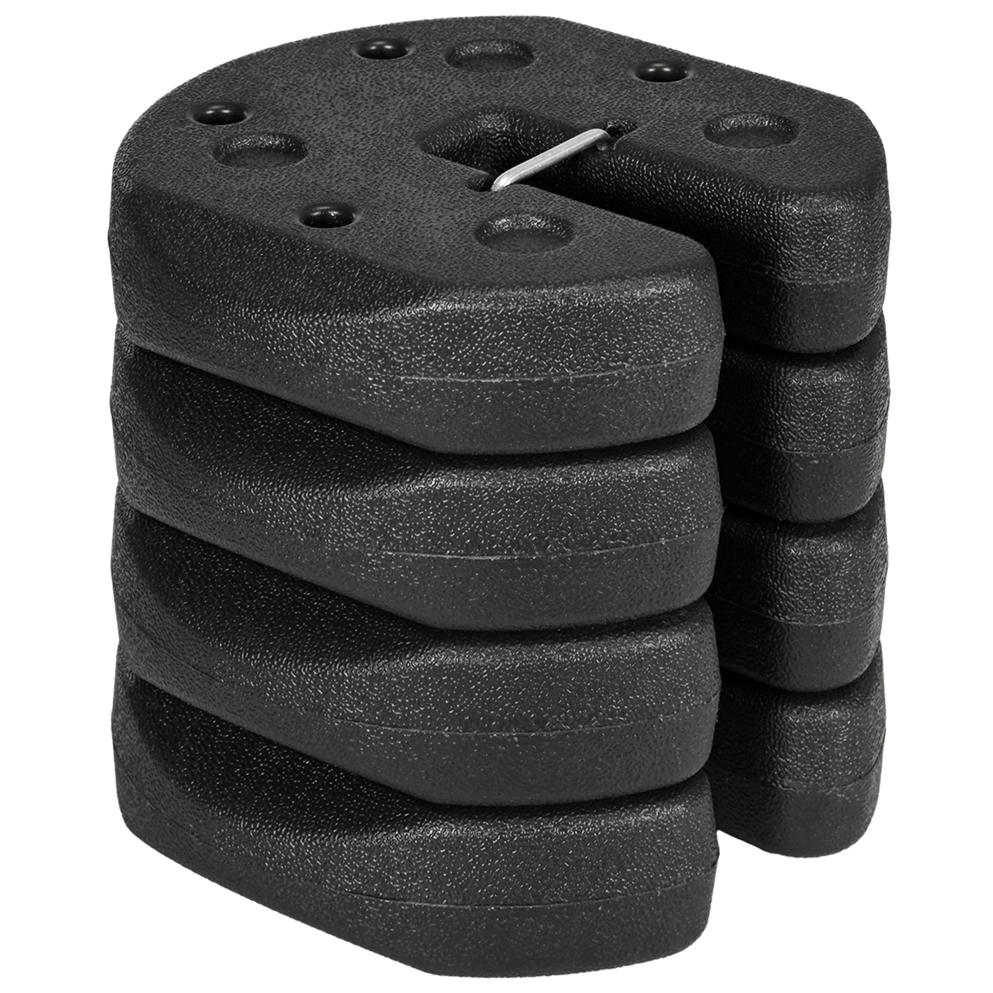 Outsunny Pavillonstandfüße 4er-Set 12 kg Gewichte mit Befestigungsstiften und Transportgurt Standsicherung für Faltpavillon, Partyzelt, HDPE, Schwarz   Aosom