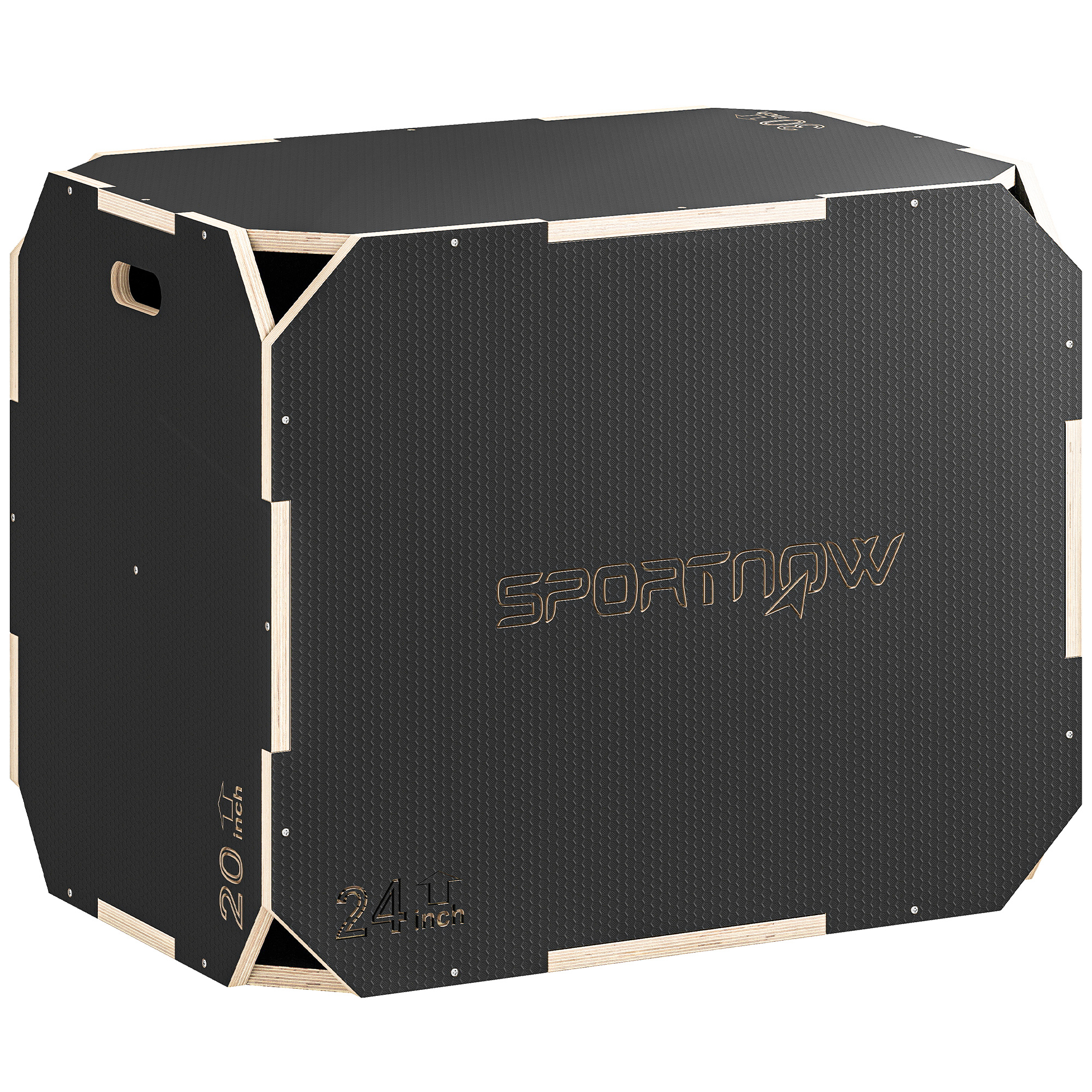 SPORTNOW 3-in-1 Plyo Box Plyometrische Sprungbox mit 3 Sprunghöhen Griffen Kantenfreie Step-Up Jumping Box 76 x 61 x 51 cm Plyometric Platform Fitnessgerät für Plyometrisches Training Workout Aosom