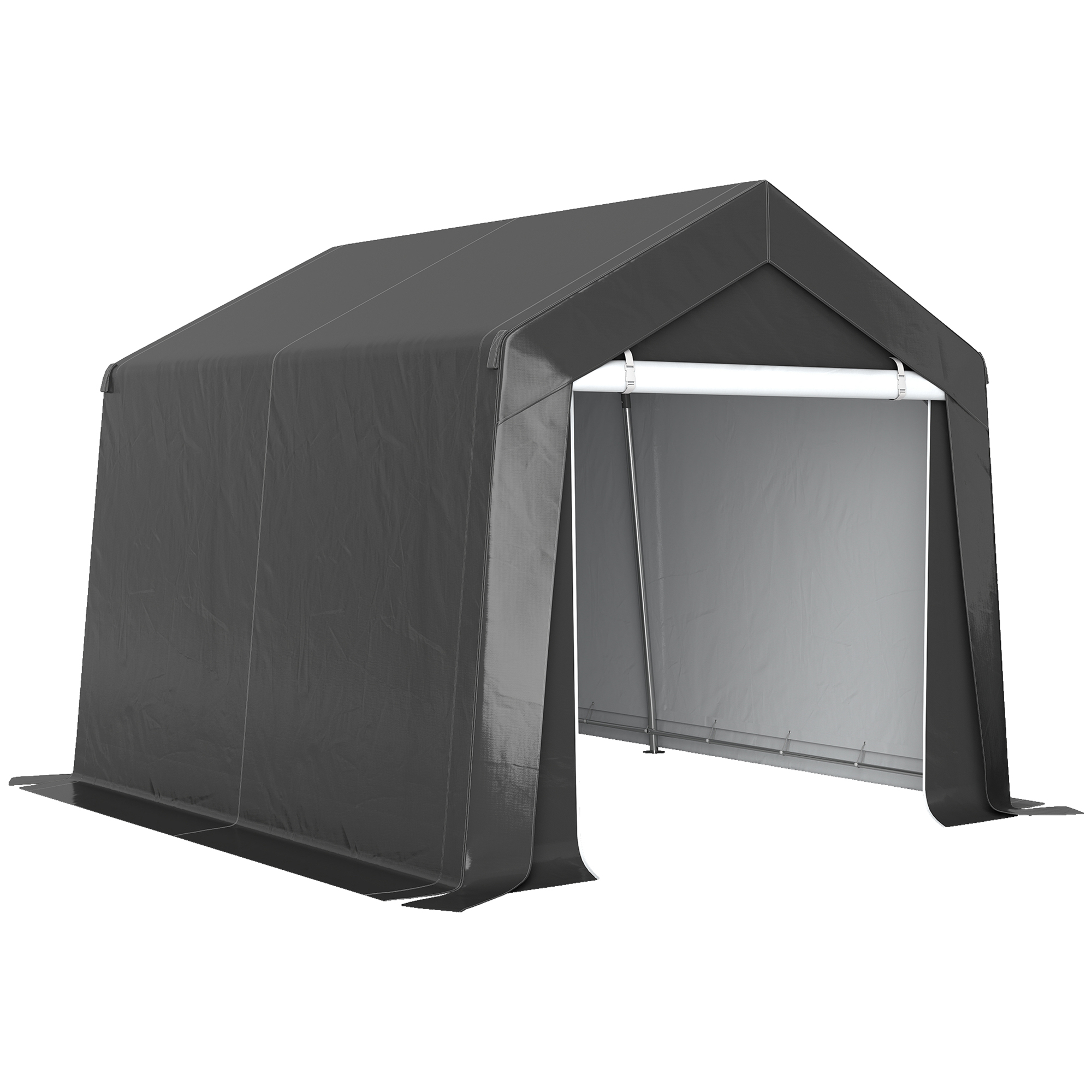 Outsunny Carport Zeltgarage 3x3 m Wasserdicht Garagenzelt mit Rolltür Belüftungsfenster Verlängerte Kanten, UV-beständig Winterfest Lagerzelt, Weidezelt Unterstand für Auto SUV Boote LKW Dunkelgrau Aosom