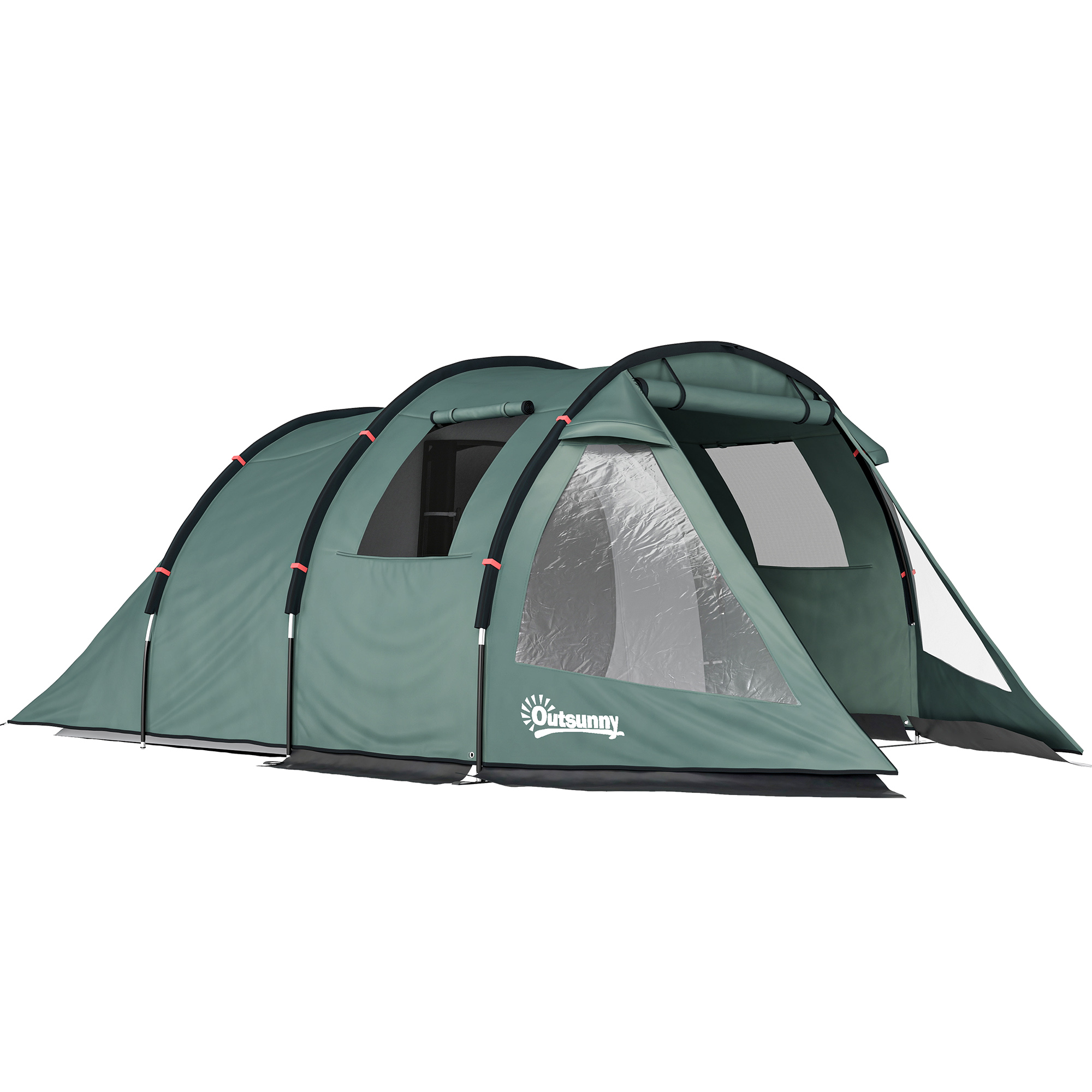 Outsunny Tunnelzelt für 4 Personen Campingzelt mit UV-Schutz und Fenstern, Familienzelt mit Tragetasche 2000 mm Wassersäule für Trekking und Outdoor Aktivitäten   Aosom.de