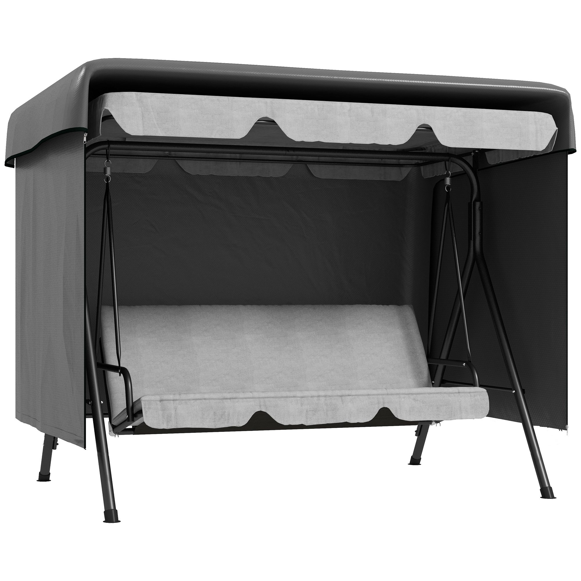 Outsunny Hollywoodschaukel Abdeckung 3 Sitzer, Wasserdicht Winterfest Schutzhülle für Gartenschaukel, Winddicht UV-Beständig Abdeckplane für Gartenmöbel, Hängesessel, 215 x 155 x 150 cm Dunkelgrau Aosom