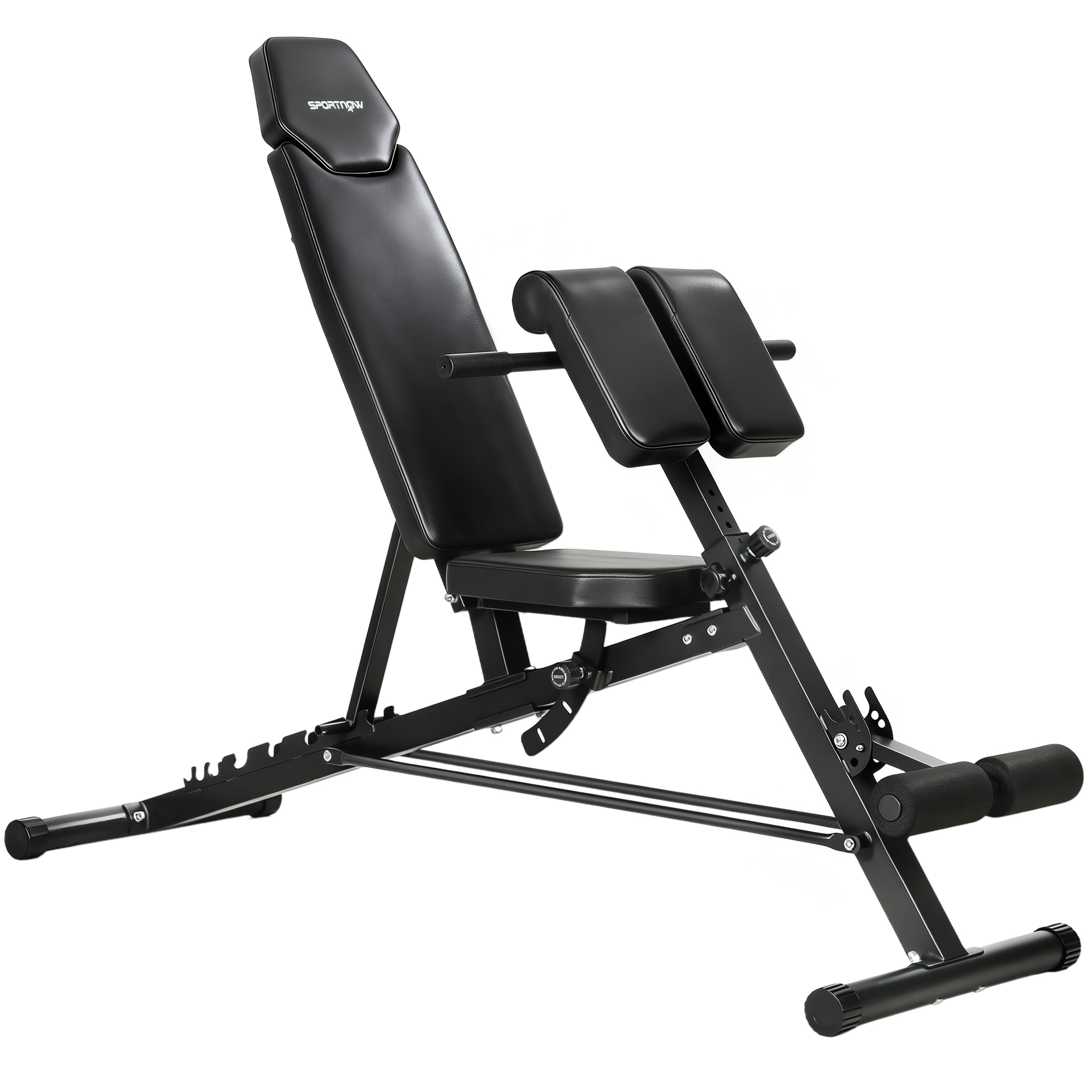 SPORTNOW Hantelbank verstellbar 4 in 1 Trainingsbank mit Beinstrecker Curlpult 6-Fach Rückenlehne, verstellbar Sitz & Polster, Multifunktionale Schrägbank 150 kg Last Rückentrainer für Home Gym Aosom