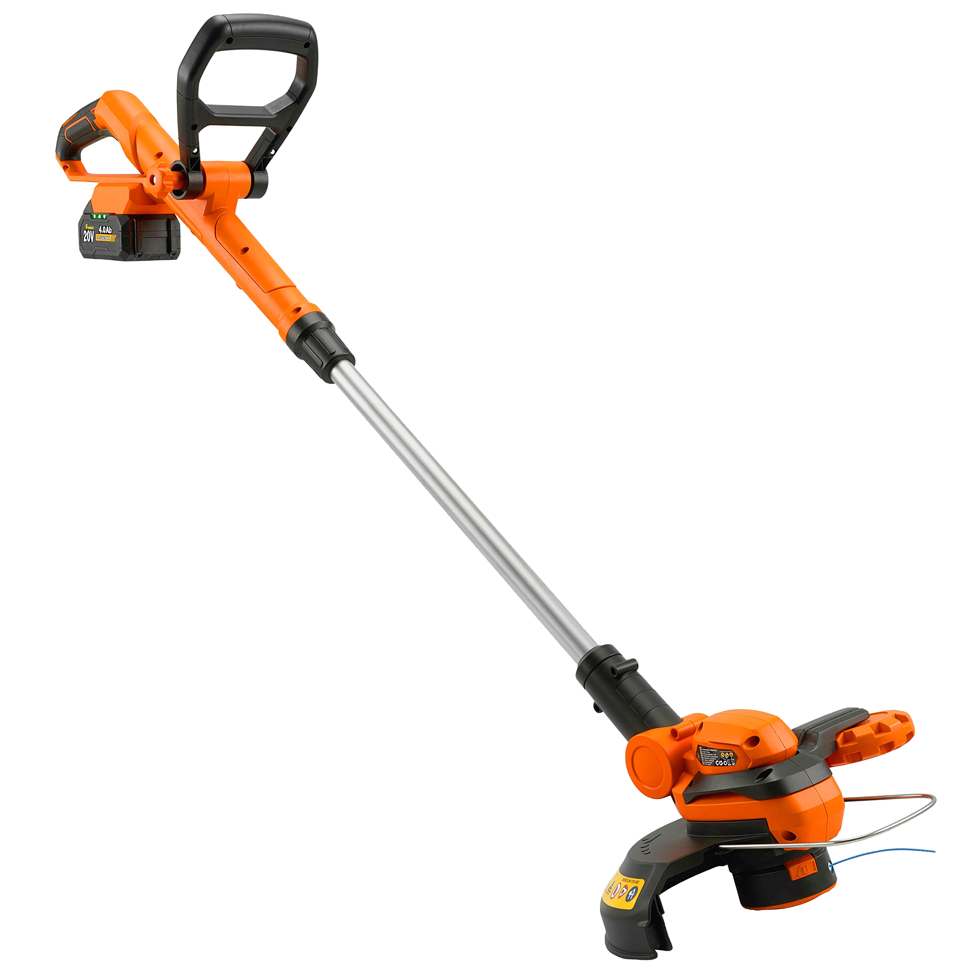 Outsunny Akku Rasentrimmer 21V Freischneider mit 2x4.0Ah Akkus Ladegerät 25 cm Schnittbreite Verstellbarer Teleskop-Griff neigbarer Motorkopf, tragbarer Rasenkantenschneider für Garten, Hof Aosom
