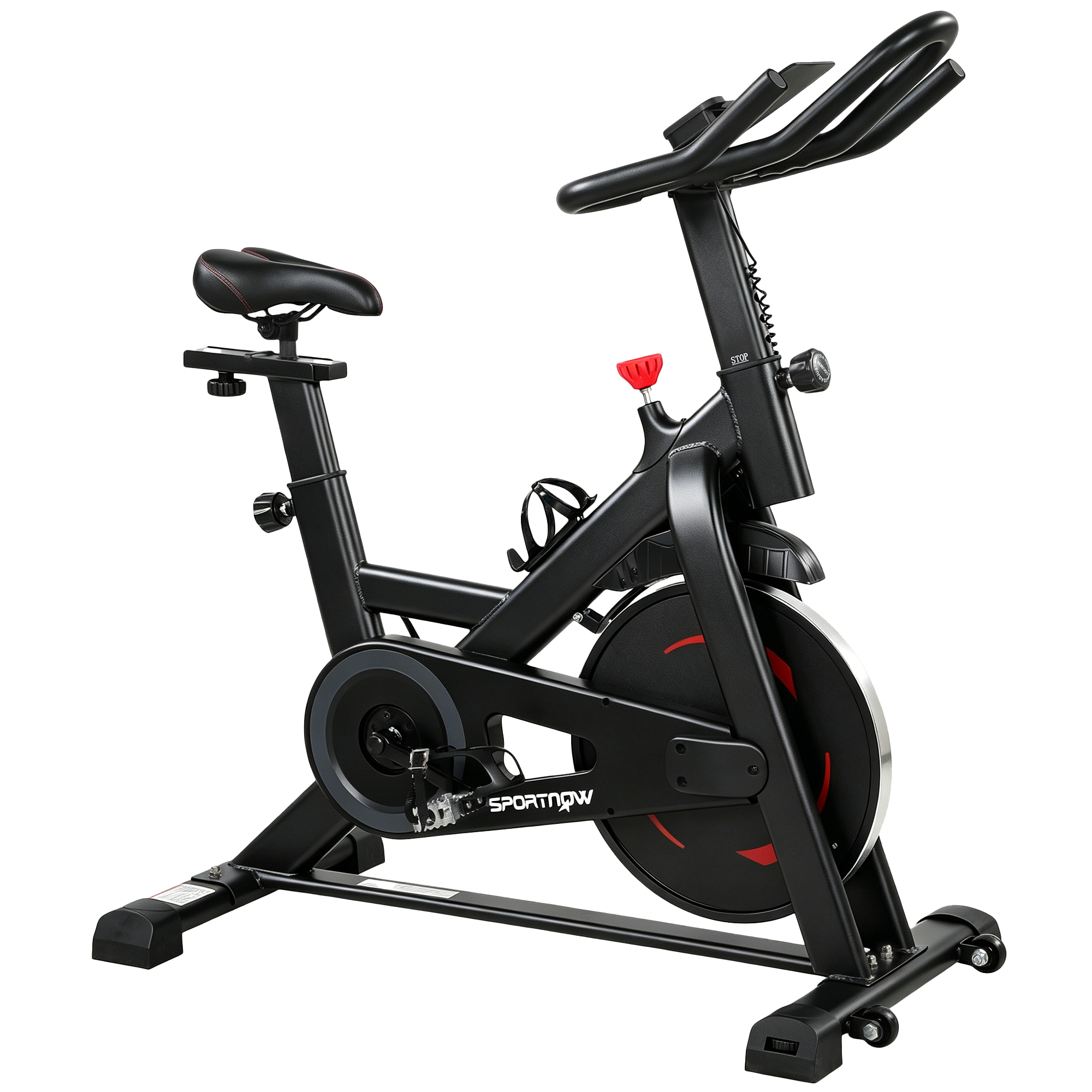 SPORTNOW Heimtrainer Fahrrad Höhenverstellbar Hometrainer mit Magnetwiderstand APP LCD-Monitor verstellbar Lenker Handyhalter Getränkehalter, Leise Stabil Ergometer Fitnessbike Indoor Cycling Bike Aosom