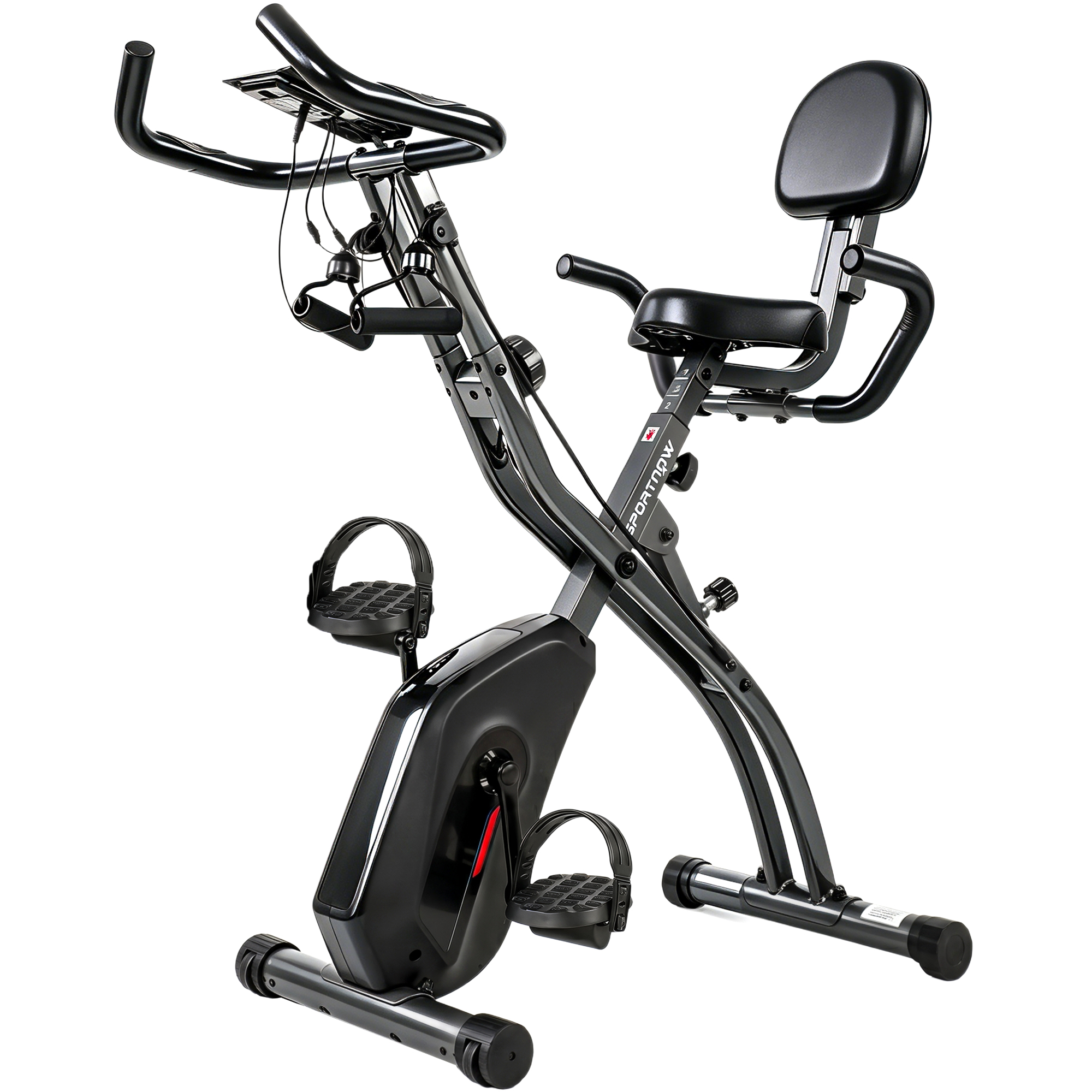 SPORTNOW 3 in 1 Heimtrainer Fahrrad Klappbar Leise Liegeergometer mit LCD Monitor Bluetooth Herzfrequenz Sensor Widerstandsband Senioren Hometrainer Fahrrad mit verstellbar Sitz Ergometer Heimtrainer Aosom