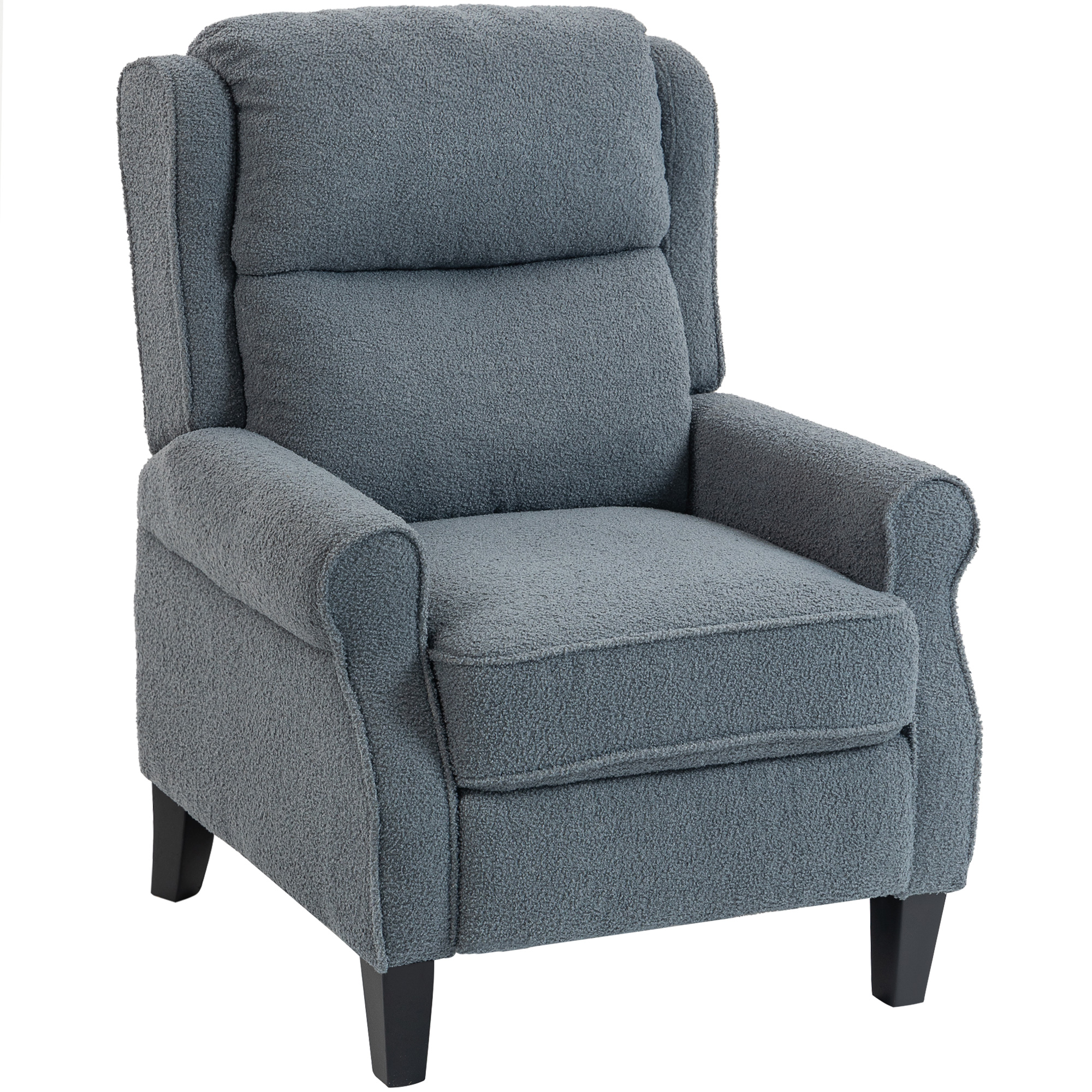 HOMCOM verstellbarer Sessel aus Teddy-Fleece, Relaxsessel mit ausziehbarer Fußstütze, gepolsterter Sitz, Taschenfederkern, für Wohnzimmer, Büro, Heimkino, grau Aosom