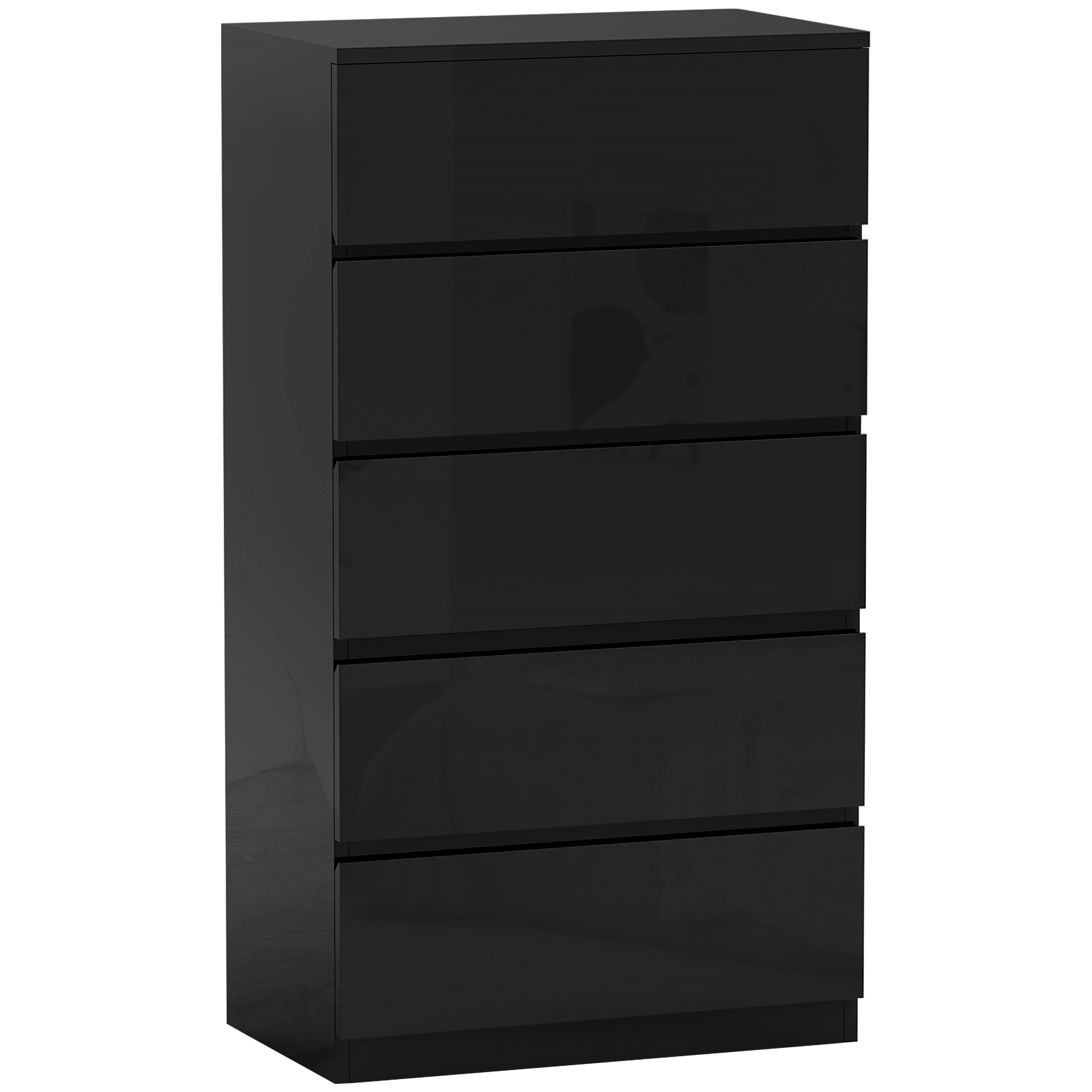 HOMCOM Kommode mit 5 Schubladen aus Holz, moderne und multifunktionale Kommode für Schlafzimmer, 55x34x100 cm, Schwarz   Aosom