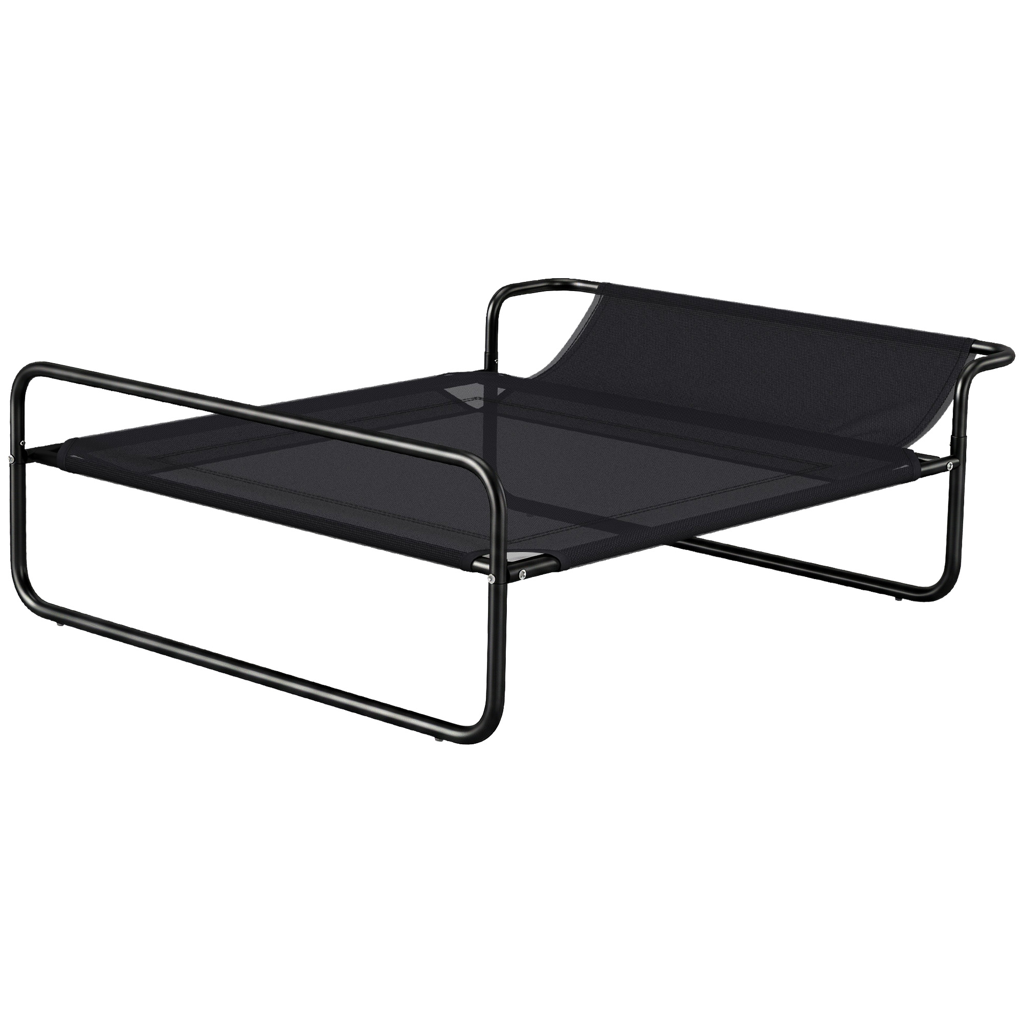 PawHut Hundeliege Outdoor, Erhöhtes Hundebett mit atmungsaktivem Mesh-Bezug, Haustierbett für kleine und mittelgroße Hunde Schwarz 91 x 69 x 29 cm Aosom