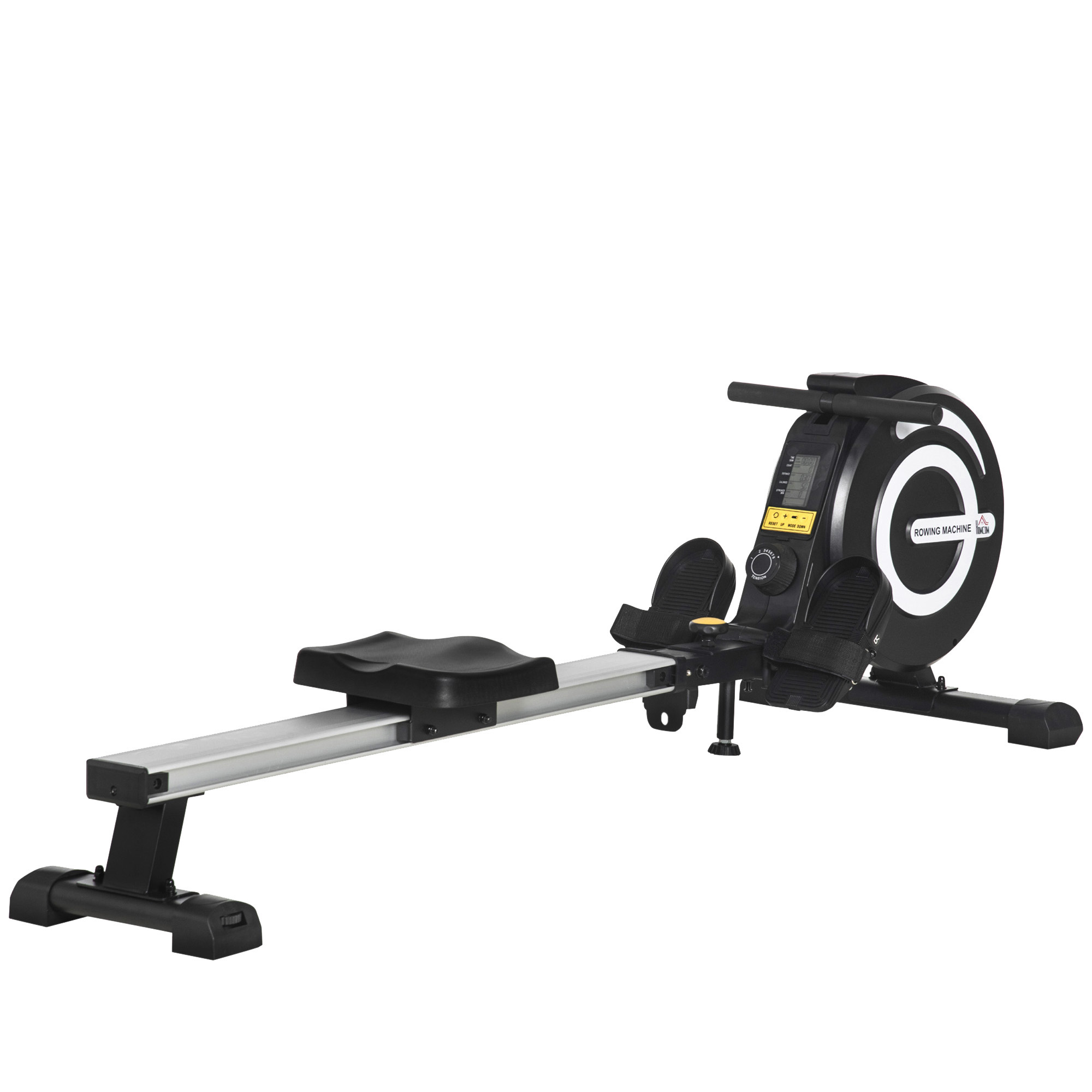 HOMCOM Rudergerät für Zuhause, Klappbar Rudermaschine mit 8 Stufen Magnetbremssystem, LCD-Anzeige, für Ganzkörpertraining, Alu, Schwarz Aosom