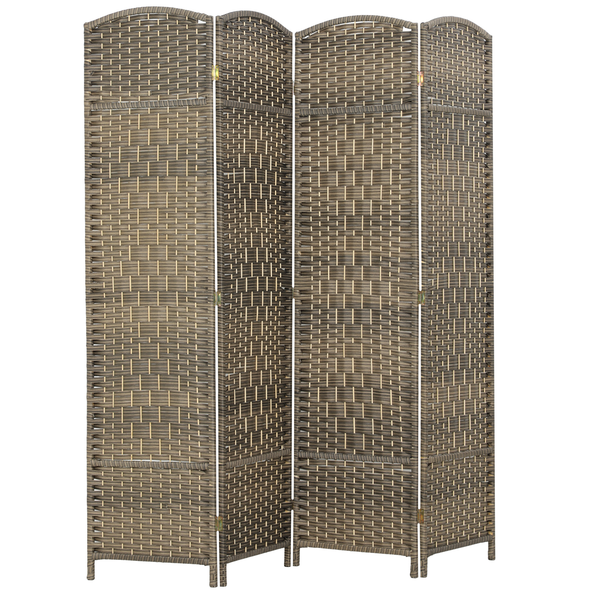 HOMCOM Paravent 4-teilig 180 x 180 cm Raumteiler Trennwand, Faltbar Raumtrenner Stellwand Sichtschutz für Wohnzimmer Waschschwarz Aosom