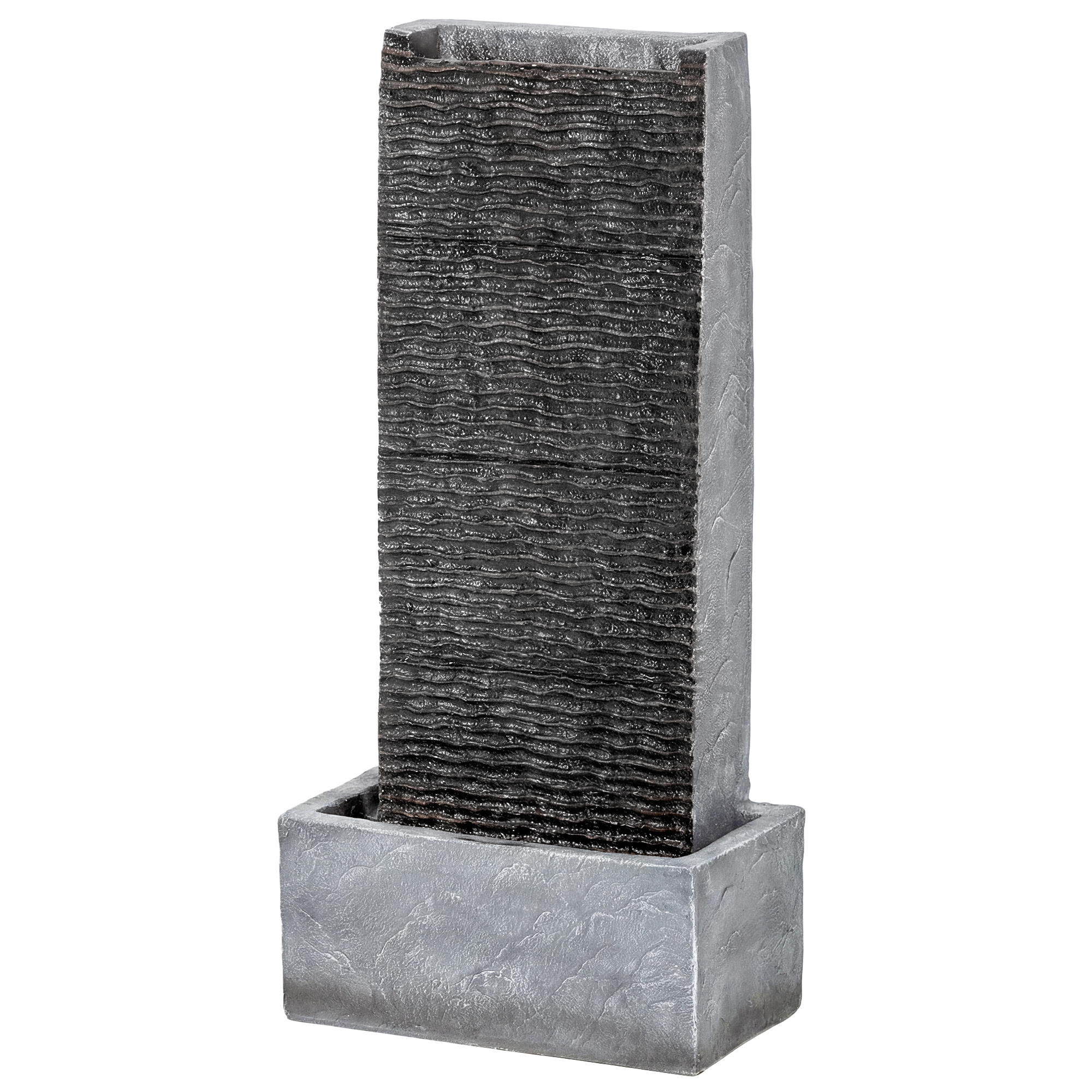 Outsunny Springbrunnen 2-stufig Gartenbrunnen mit LED Beleuchtung Pumpe Granitoptik, Verstellbar Zimmerbrunnen Wasserspiel Zierbrunnen Terrassenbrunnen für Garten Rasen 37,5 x 22 x 80 cm   Aosom