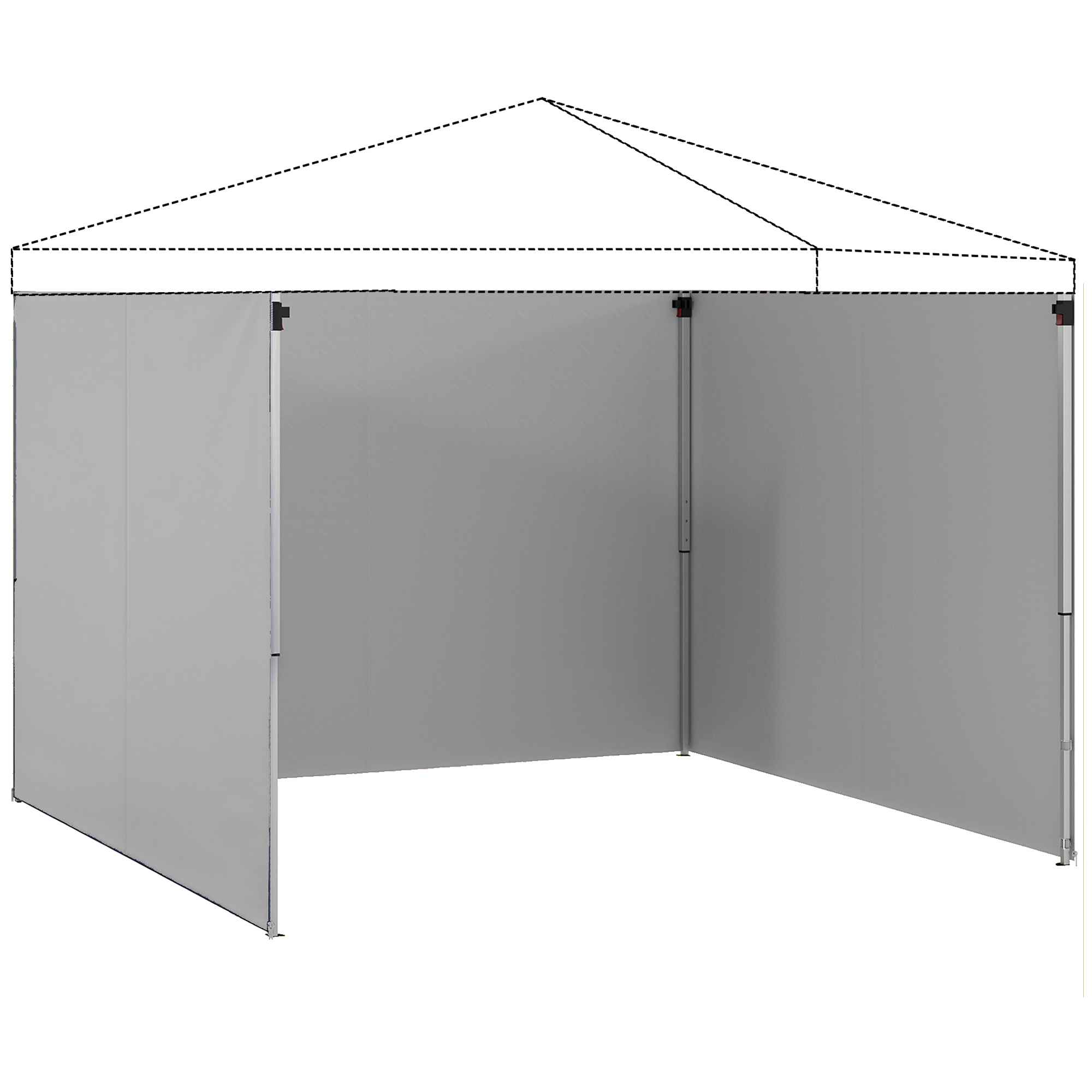 Outsunny 3er-Set Seitenteile für Pavillon 3x3 m, Seitenwand mit Reißverschluss, UV Schutz, wasserabweisend Seitenwände aus Oxfordstoff, als Sichtschutz und Windschutz für Partyzelt, Hellgrau Aosom