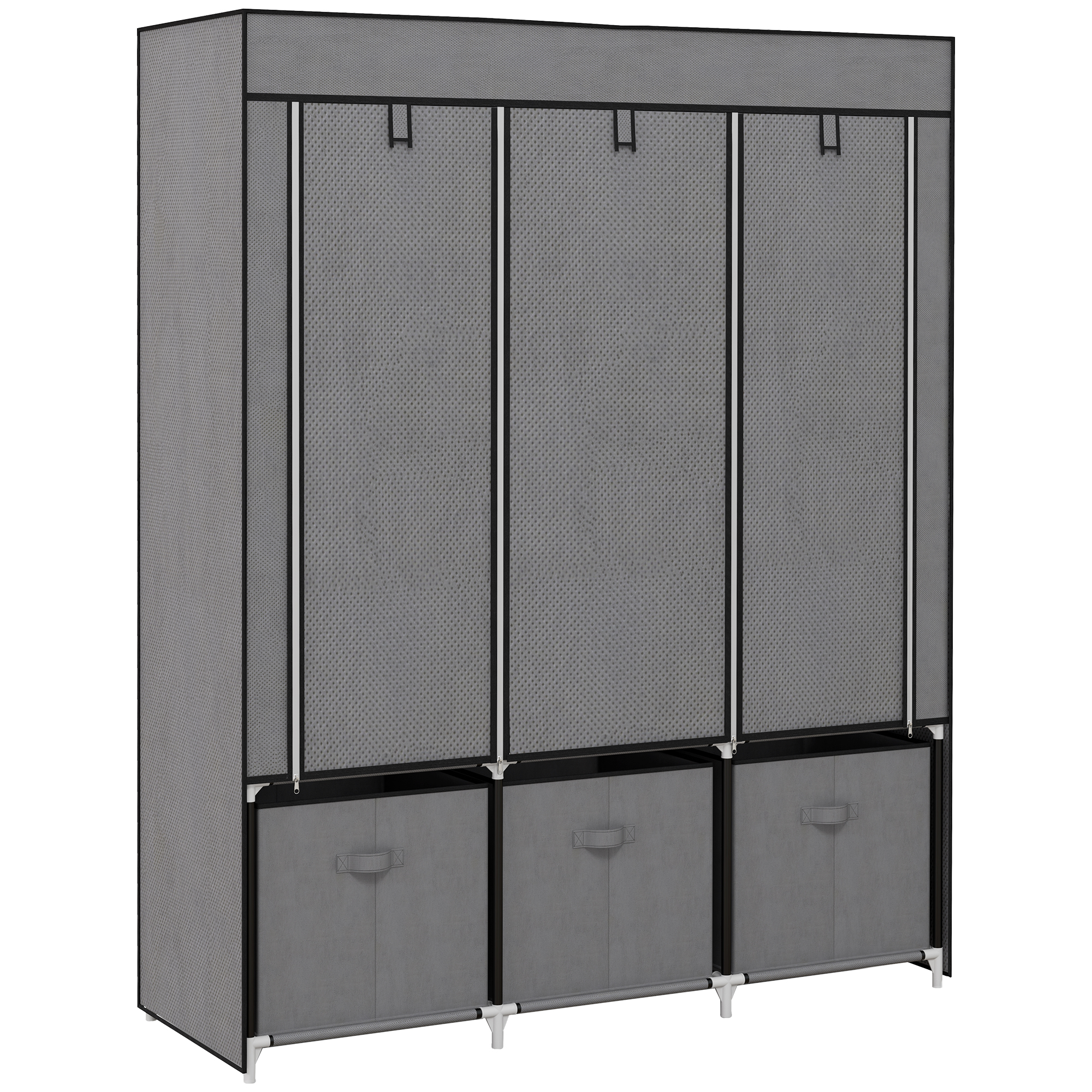 HOMCOM Garderobe Faltbar  Stoffschrank, Faltschrank mit Reißverschluss, Vliesstoff, Dunkelgrau, 125x43x162,5cm  Aosom