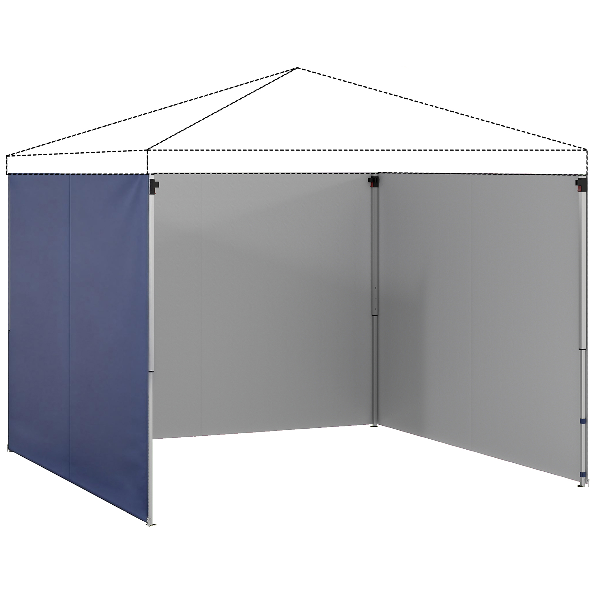 Outsunny 3er-Set Seitenteile für Pavillon 3x3 m, Seitenwand mit Reißverschluss, UV Schutz, wasserabweisend Seitenwände aus Oxfordstoff, als Sichtschutz und Windschutz für Partyzelt, Dunkelblau Aosom