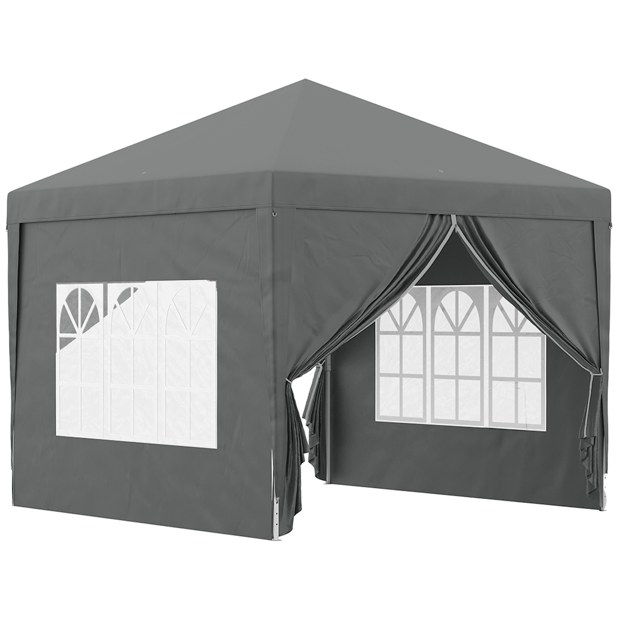 Outsunny Pavillon ca.3x3m, wasserabweisend Stabil Winterfest Pop-up Faltpavillon, UV Schutz 50+, Faltbar Partyzelt Gartenzelt mit 4 Seitenteilen Tasche Gartenpavillon für Camping Garten, Grau   Aosom
