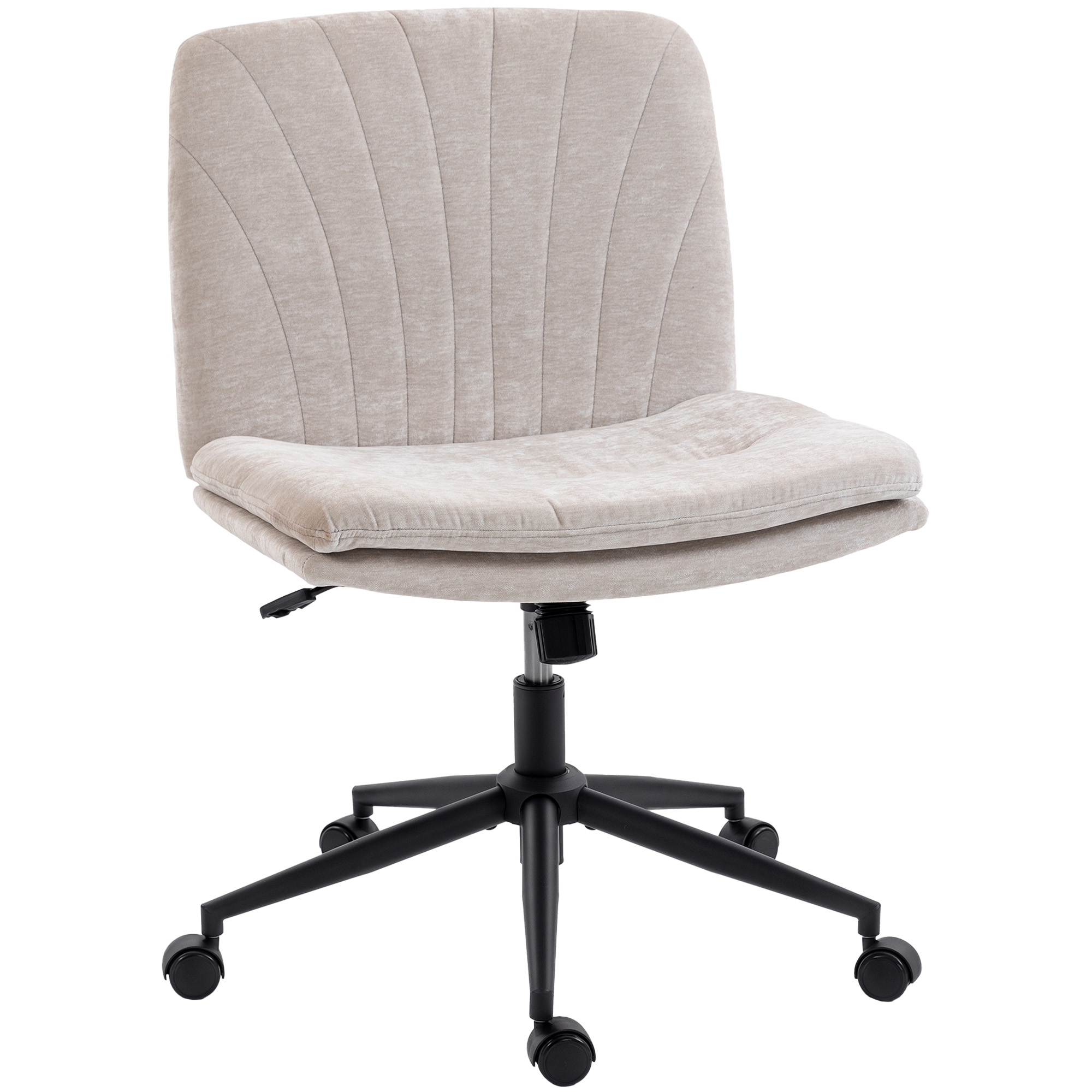 HOMCOM Homeoffice Stuhl Schreibtischstuhl mit Leinenoptik Höhenverstellbar Drehstuhl Schneidersitz-Stuhl mit Wippfunktion, Schminkstuhl Bürostuhl für Arbeitszimmer, Schlafzimmer, Beige Aosom