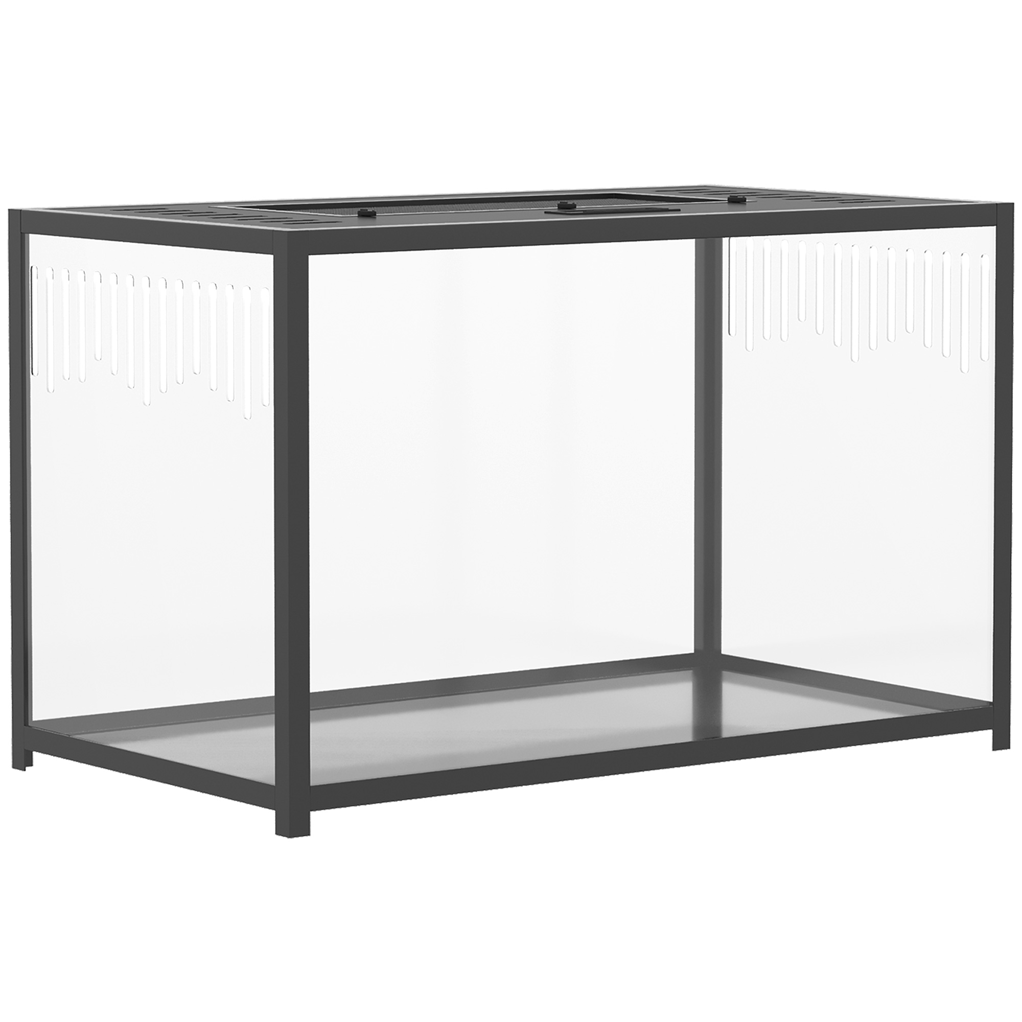 PawHut Hamsterkäfig aus Metall mit tiefem Boden - Transparenter Nagerkäfig mit 360° Panorama, aufklappbarem Deckel, seitlicher Belüftung - Für syrische und Zwerghamster, 80x45x50,5cm, Schwarz Aosom