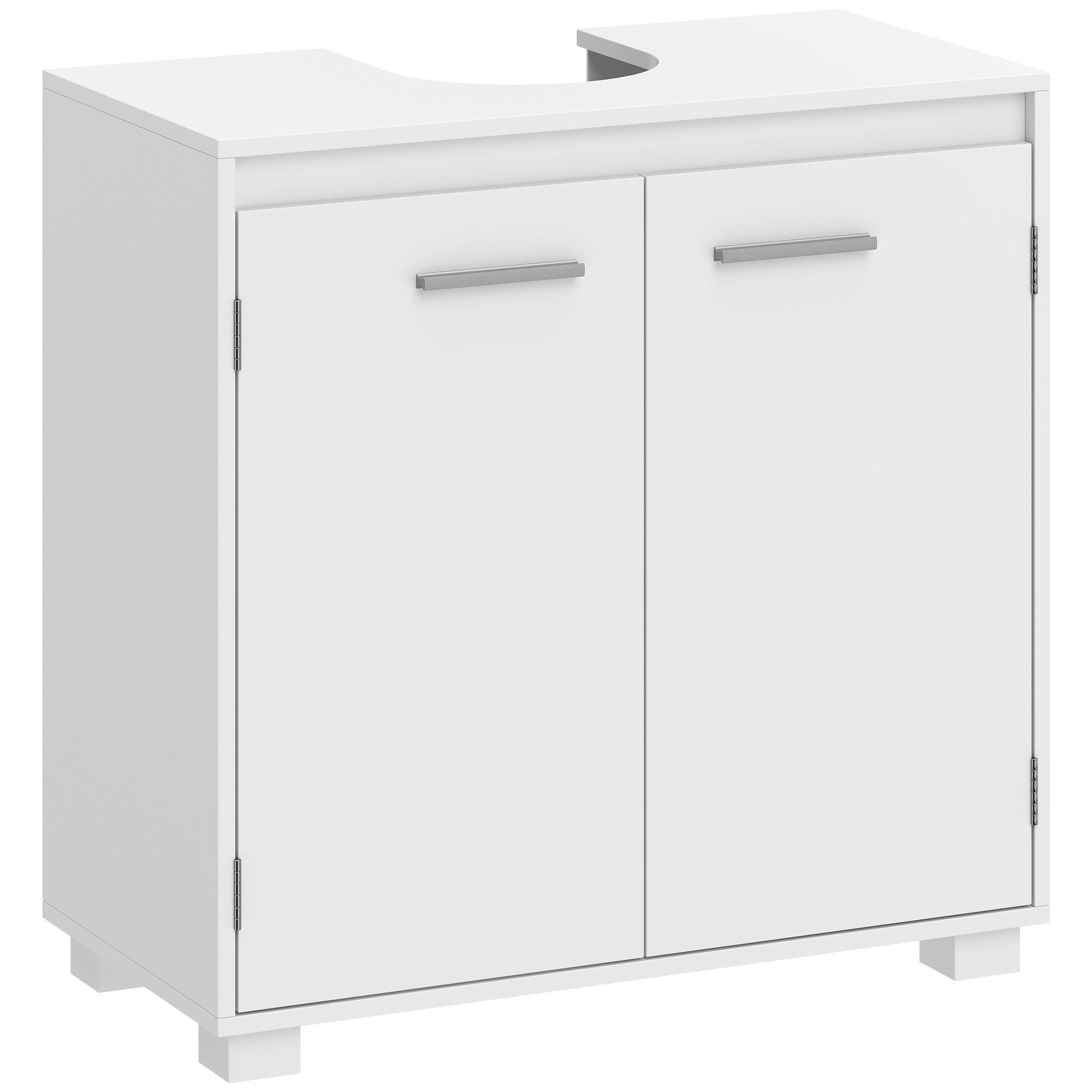 HOMCOM Unterschrank für Waschbecken, Badezimmerschrank mit verstellbarem Einlegeboden, 2 Türen und U-Ausschnitt, modernes Design, für Waschbecken mit oder ohne Sockel, 60x30x60 cm, Weiß   Aosom