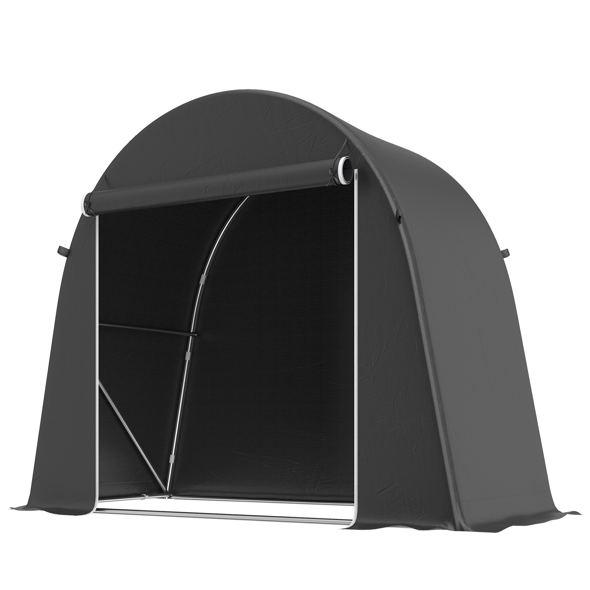 Outsunny Garagenzelt 245x120x200 cm wasserdicht Fahrradgarage mit aufrollbar Reißverschlusstür, wetterfest Lagerzelt Gerätezelt Carport für Fahrräder Gartengeräte Dunkelgrau Aosom