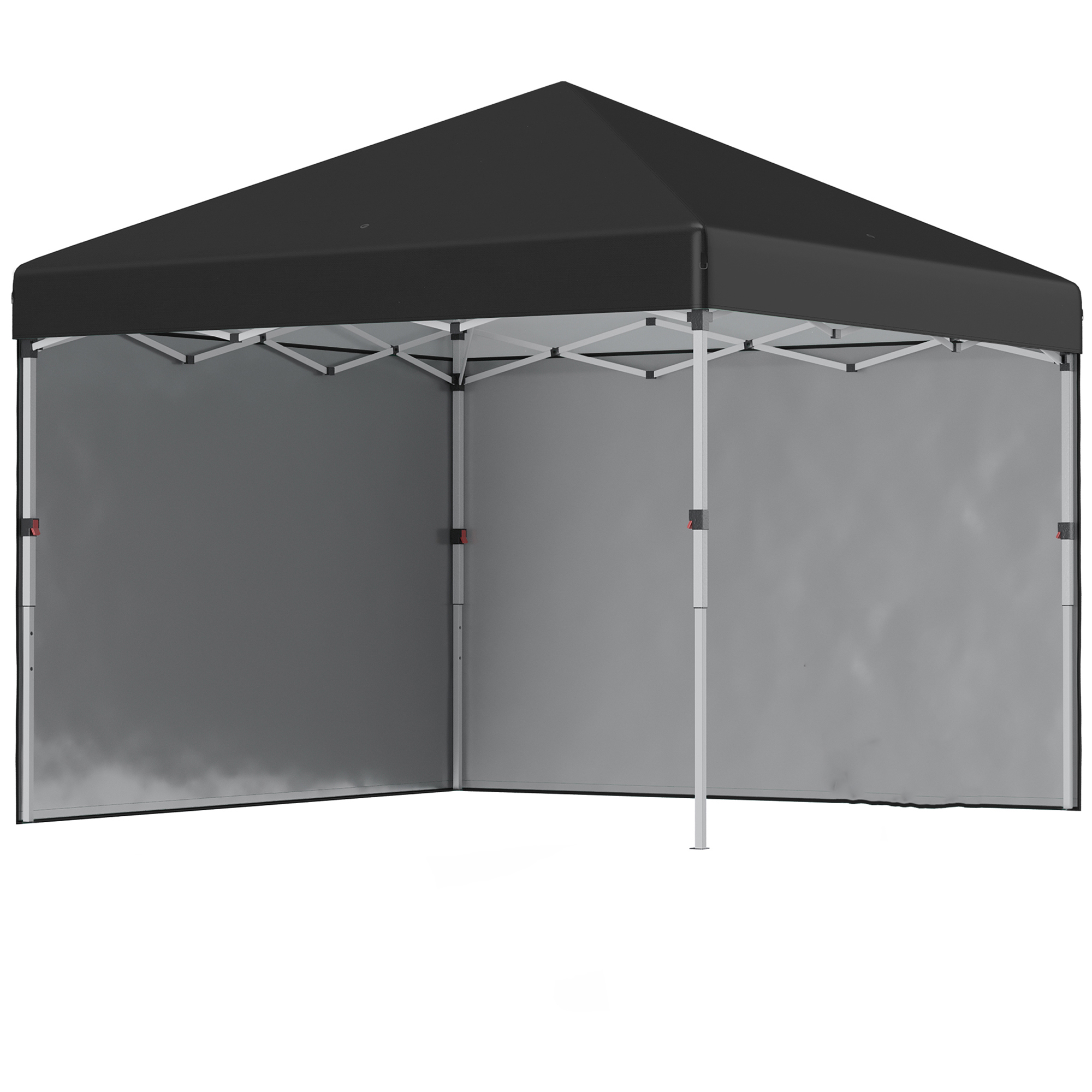 Outsunny Pavillon ca.3x3m, wasserabweisend Stabil Winterfest Pop-up Faltpavillon mit 2 Seitenwänden, UV Schutz 30+, Faltbar Partyzelt Gartenzelt mit Tasche, Gartenpavillon für Camping, Schwarz Aosom