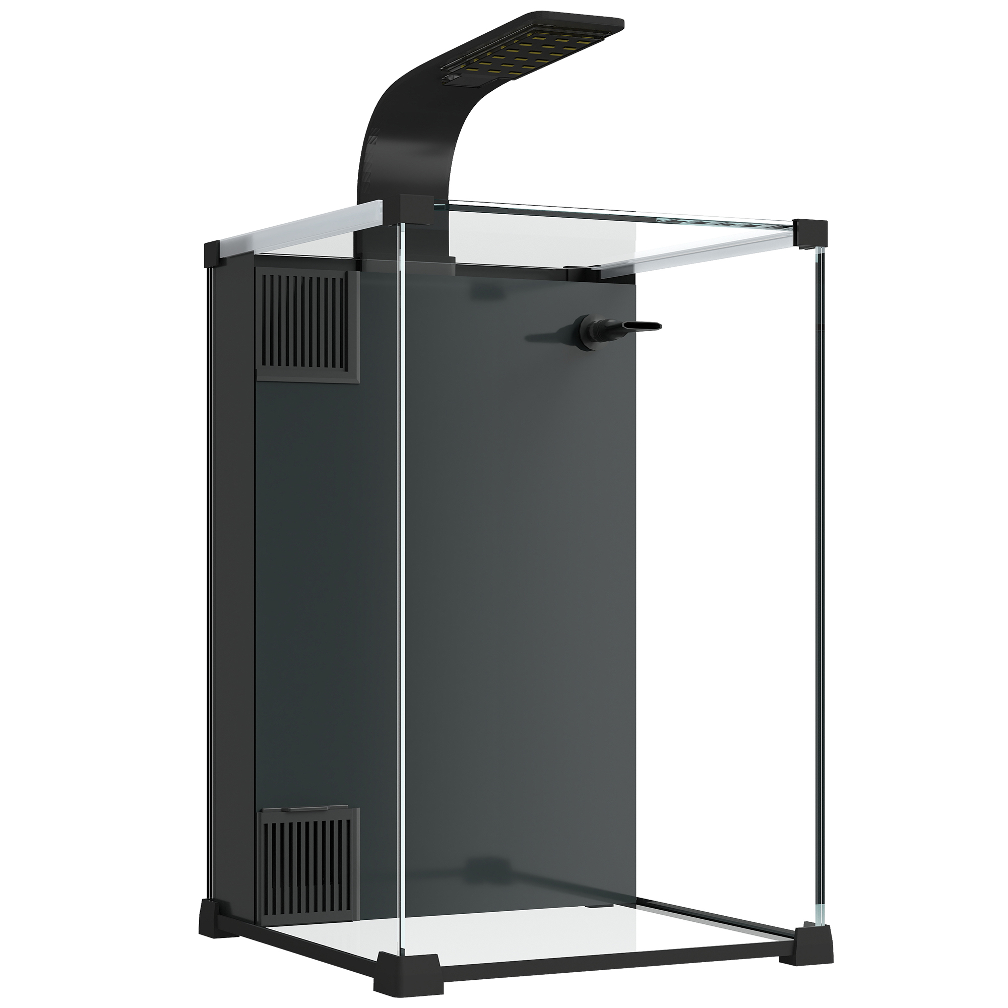 PawHut Aquarium Komplettset 36L Nano Aquarium mit LED-Beleuchtung Filtersystem Fischtank mit Pumpe Zirkulation Einsteigerbecken für Fische & Pflanzen 30 x 30 x 45,5 cm Schwarz   Aosom