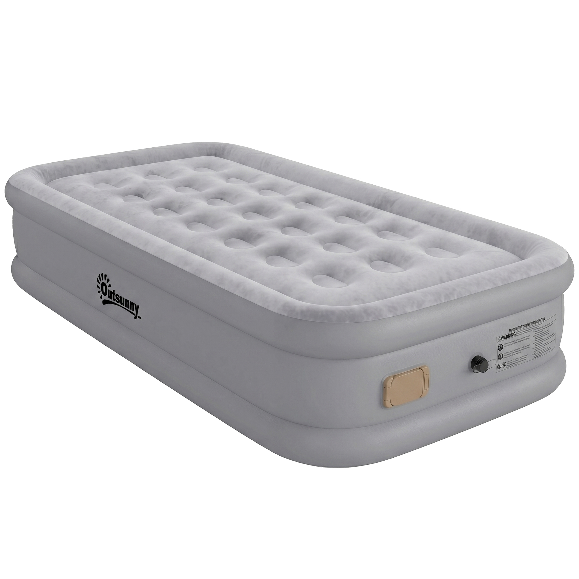 Outsunny Luftmatratze 1 Person Selbstaufblasend Luftbett mit Integrierter elektrischer Pumpe in 3 Minuten Komfortable Beflockte Oberfläche Tasche, Wasserdicht Gästebett für Camping Zuhause 190x97x39cm Aosom