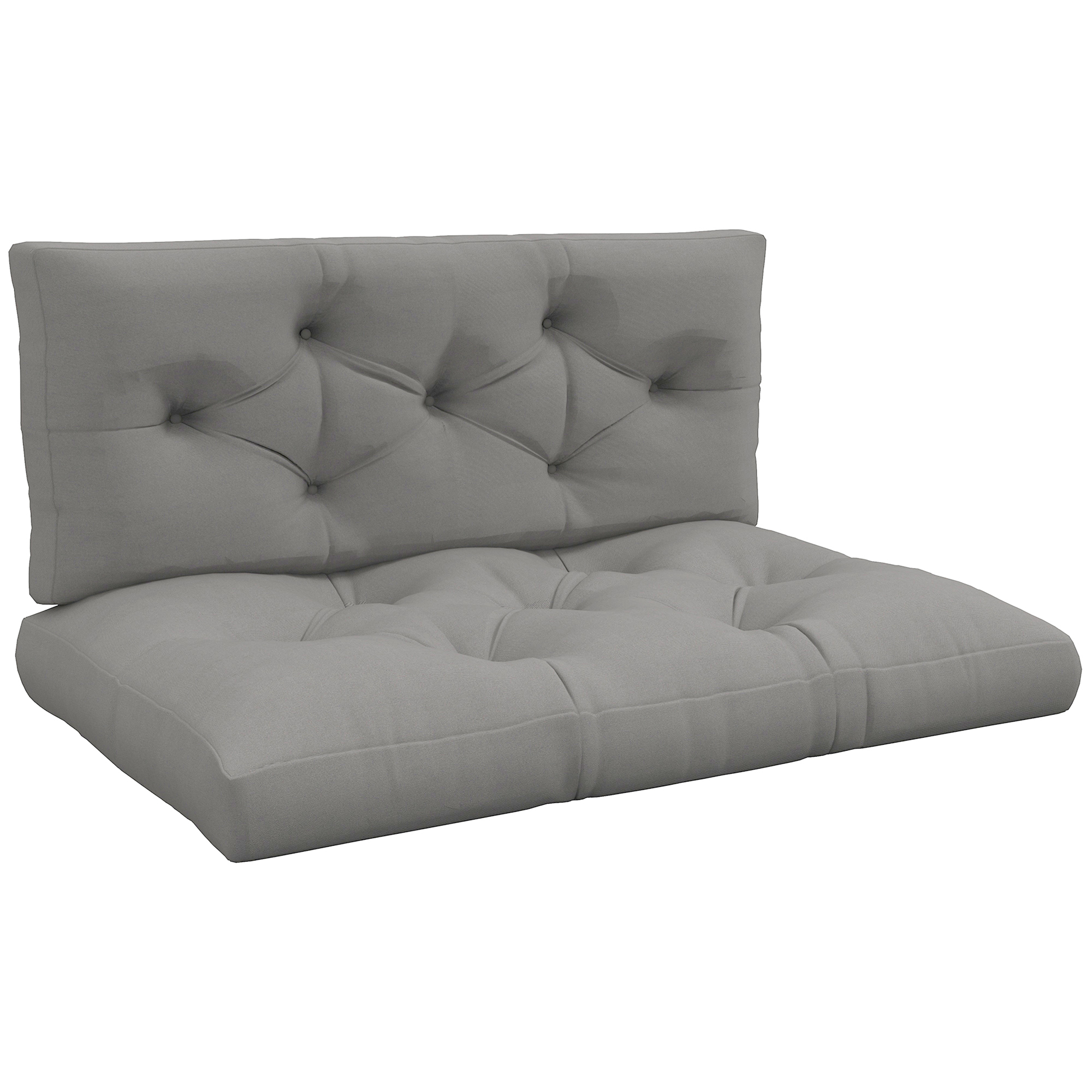 Outsunny 2 Sitzer Palettenkissen 120cm x 80cm x 10cm Bankauflage mit UV-Schutz Sitzkissen Polsterauflage wasserabweisend Gartenbankauflage für Palettensofa, Balkon Hellgrau   Aosom