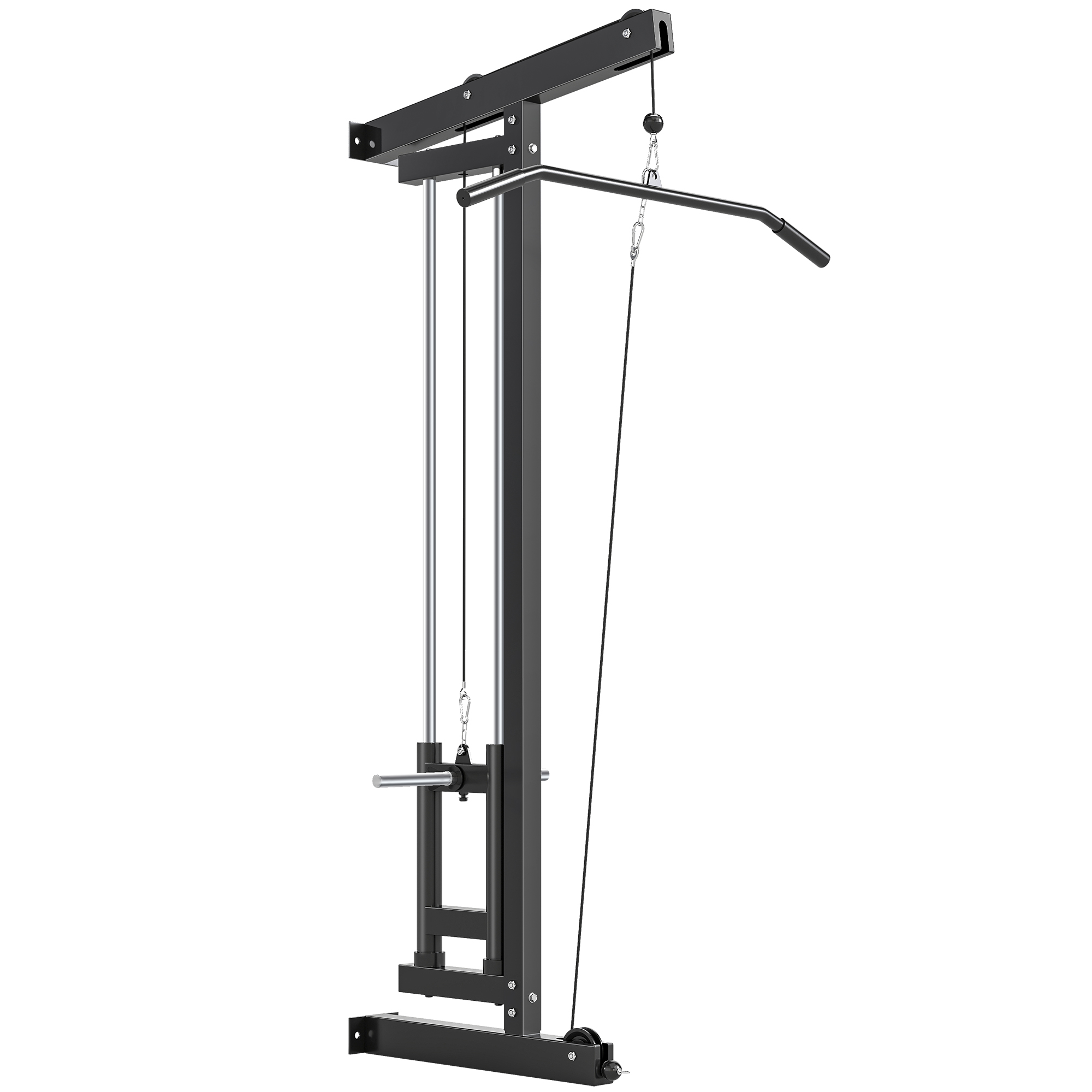 SPORTNOW Rudermaschine für Training, wandmontiertes Fitnessgerät, Kabelmaschine für Heimfitnessstudio,bis 120kg Belastbar, Stahl, Schwarz Aosom