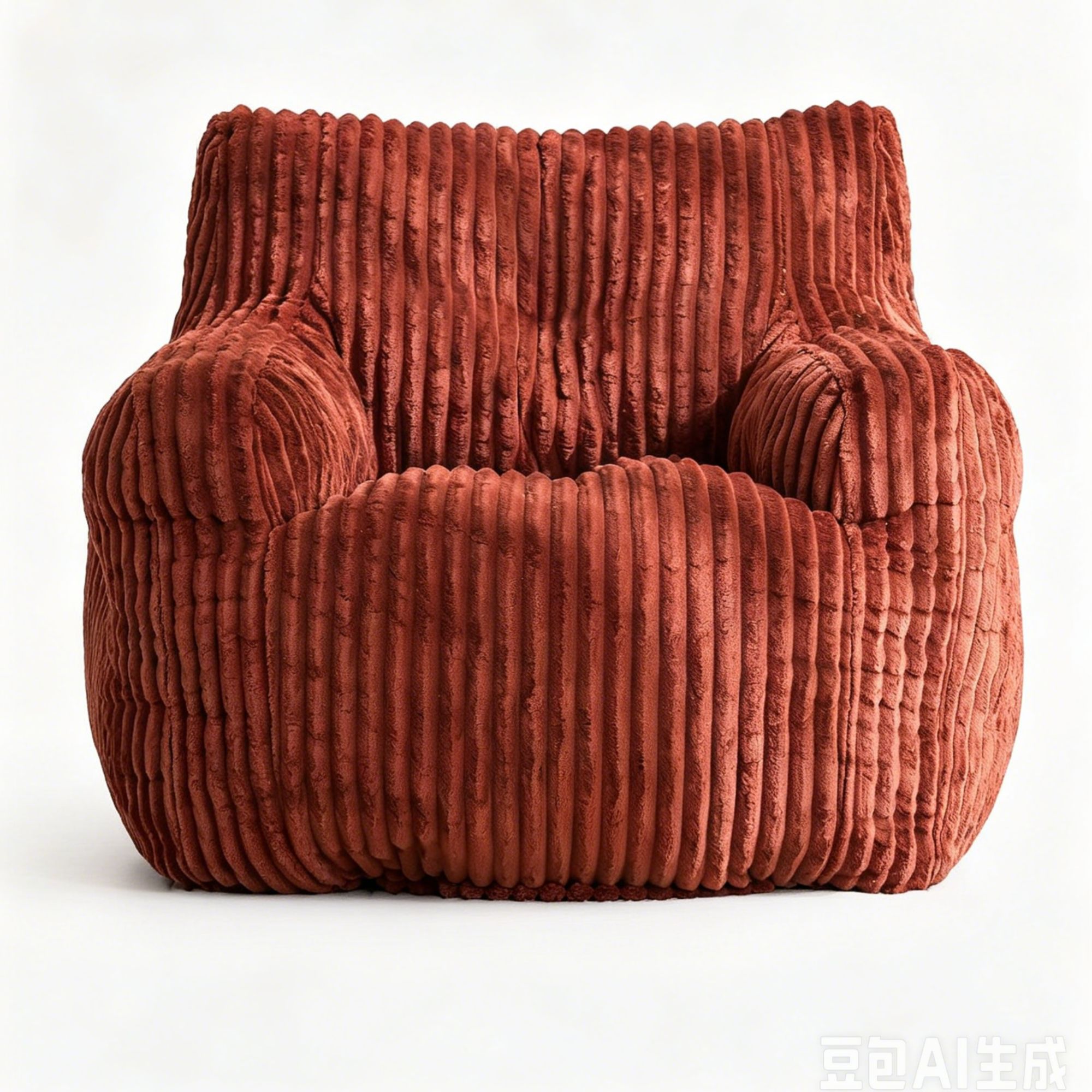 Gepolsterter Memory-Schaum-Sitzsack, nicht abnehmbarer Bezug, 100x94x70 cm, Ziegelrot