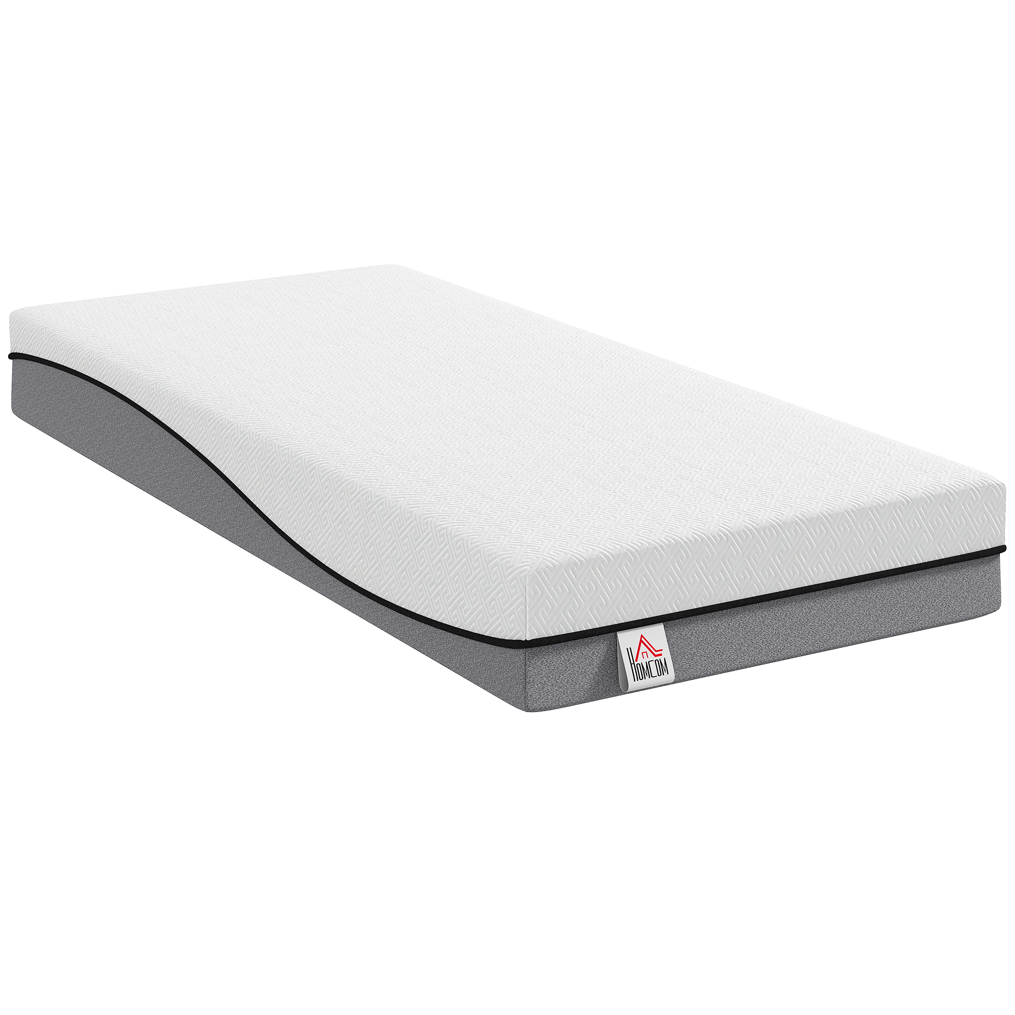 HOMCOM Matratze 90x200cm H3 mittelfest 20 cm Höhe Ergonomisch, Atmungsaktiv Matratze aus Gel-Memory-Schaumstoff,  abnehmbarem, waschbarem Bezug, Öko-Tex & CertiPUR Zertifiziert   Aosom