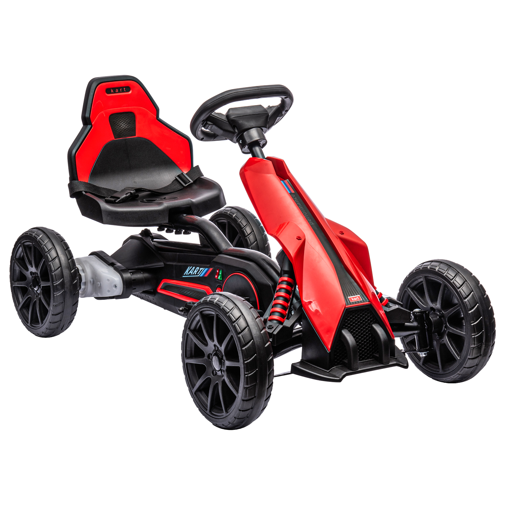 HOMCOM Elektro Go-Kart für Kinder 3-5km/h Gokart mit 2-Fach verstellbarem Geschwindigkeit, Sicherheitsgurt, EVA-Räder, Kinderauto Kinderfahrzeug für 3-8 Jahre Kinder, Rot Aosom
