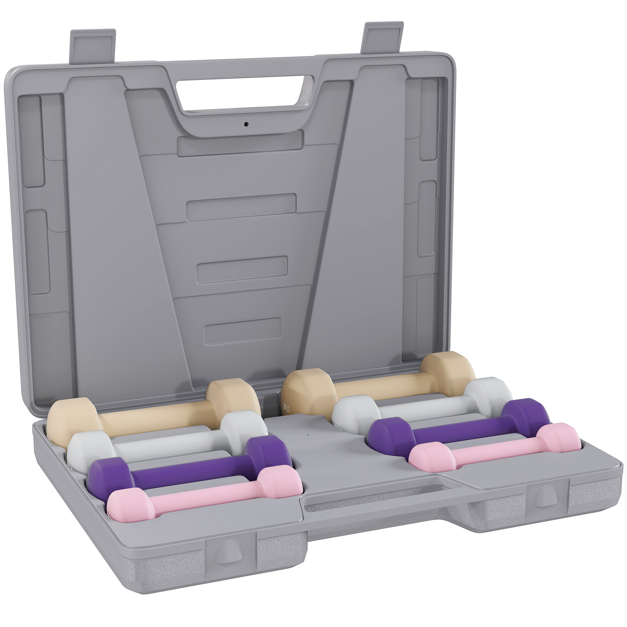 HOMCOM Hantelset 4 Paar 0,5kg-10kg Hanteln mit Koffer, Hantel-Set aus Gusseisen, Hexagon Hanteln Set, Kurzhanteln für Männer Frauen, Dumbbell für Fitnessstudio, Krafttraining Aosom