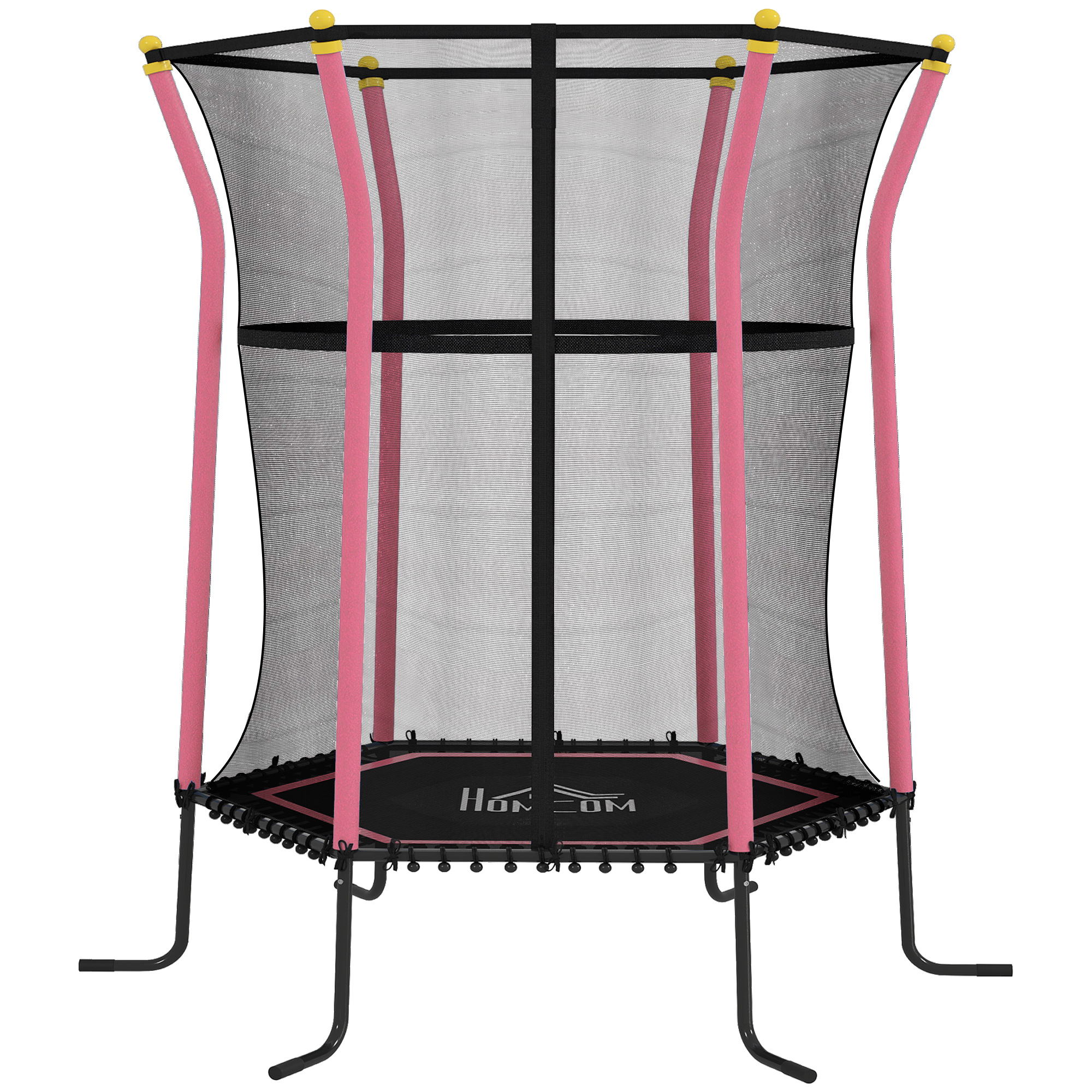 HOMCOM Kindertrampolin Ø163,5 cm, Trampolin mit Sicherheitsnetz, Randabdeckung, Gartentrampolin für Kinder 3-10 Jahre, bis 50 kg belastbar, Rosa Aosom