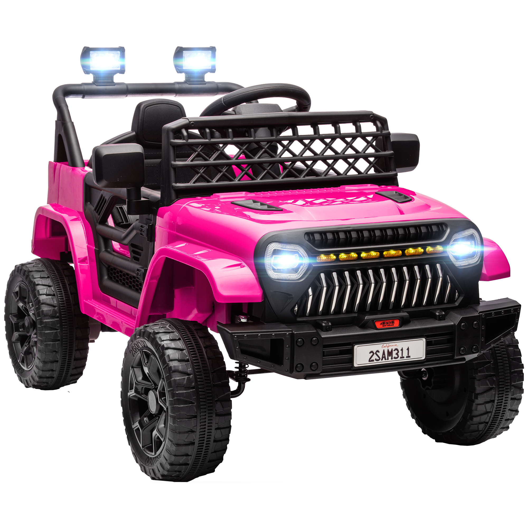 AIYAPLAY Kinder Elektroauto 12V Kinderauto Elektrisch mit 2,4 GHz Fernbedienung 2 Motor Kinderfahrzeug mit Hupe LED Musik USB-Anschluss Elektrofahrzeug mit 4 gefederten Rädern für 3-8 Jahre Rosa Aosom