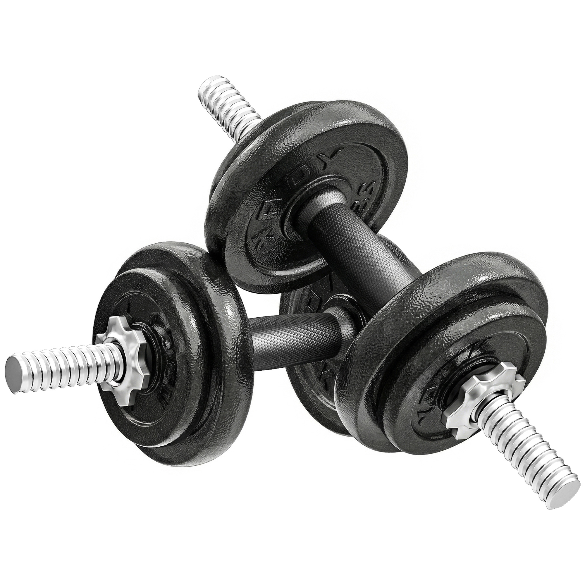SPORTNOW Hantelset 2-in-1 Kurzhantel Set Kurzhanteln Langhanteln verstellbar bis 20 KG Hanteln Set Dumbbell mit rutschfestem Griff Kurzhantelset für Krafttraining Zuhause Fitnessstudio   Aosom