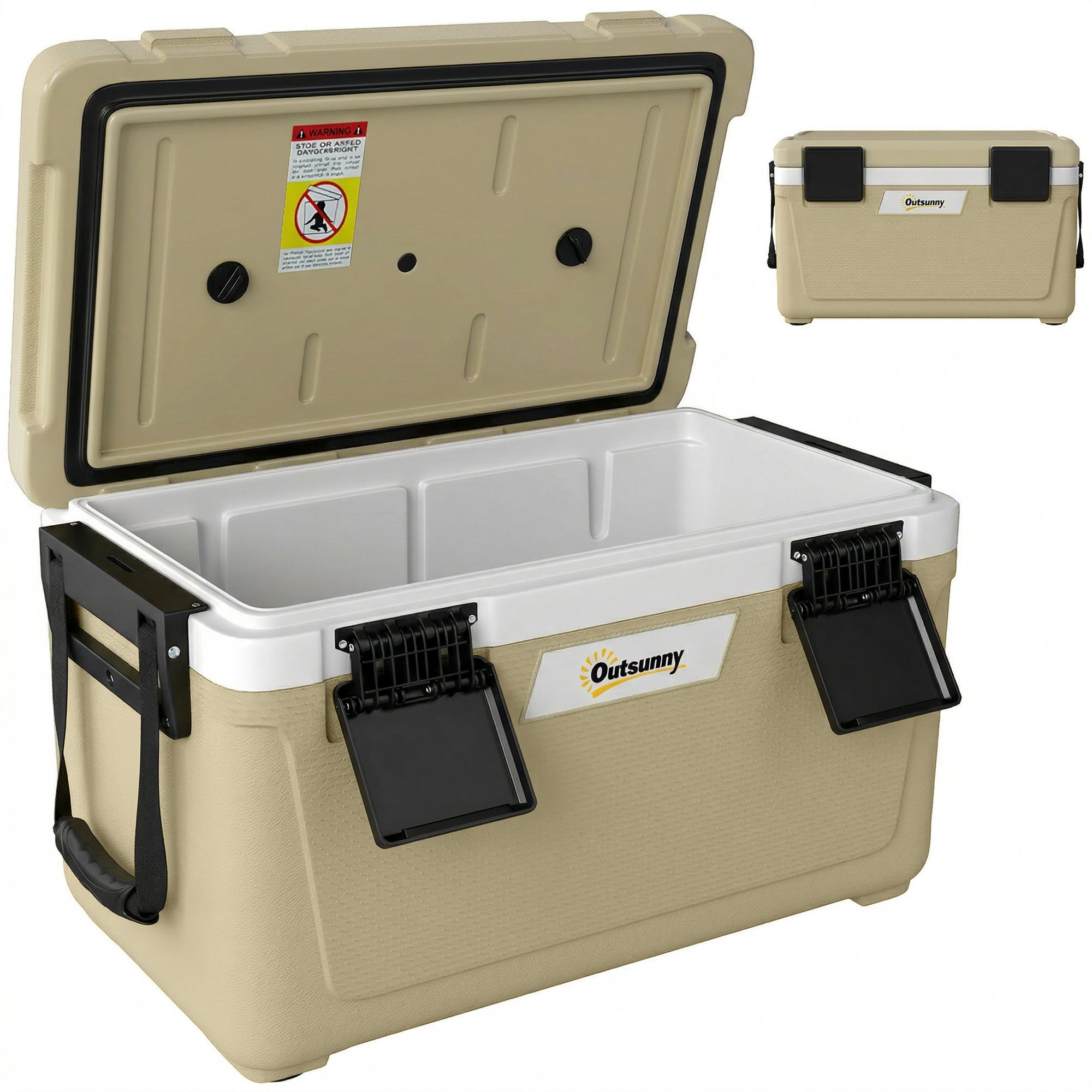 Outsunny Kühlbox 42,6L Große Passive Thermobox bis zu 72 Std. Kühlung, mit PU-Vollschaumisolierung Ablassventil Griff, Tragbare Kühlbox aus HDPE, ohne Strom, für Camping Picknick Aosom