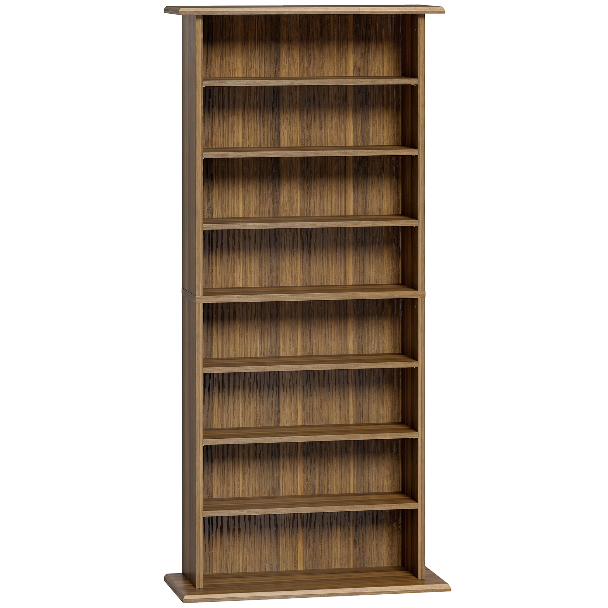 HOMCOM CD- & DVD-Aufbewahrung, Multimedia-Regal, Kapazität 360 CD/185 DVD und Blu-ray, 8 Fächer und 6 verstellbare Einlegeböden, für Wohnzimmer, Schlafzimmer, 58x24x126,3cm, Nussbaum Aosom