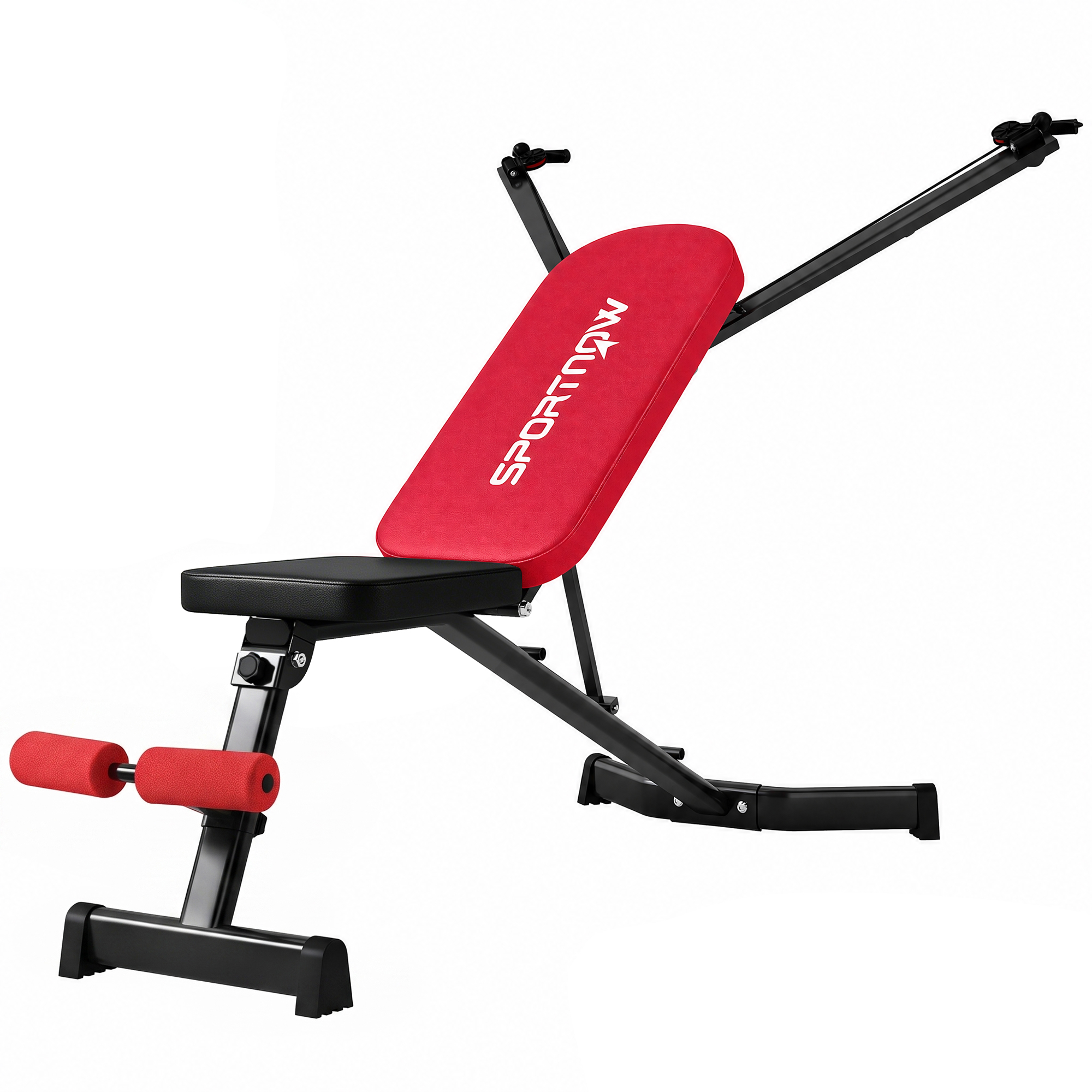 SPORTNOW Klappbare Hantelbank, verstellbare Rückenlehne in 3 Stufen, Flach/Schräg/Negativ, Beinextension und Widerstandsbänder, für Heimtraining Aosom