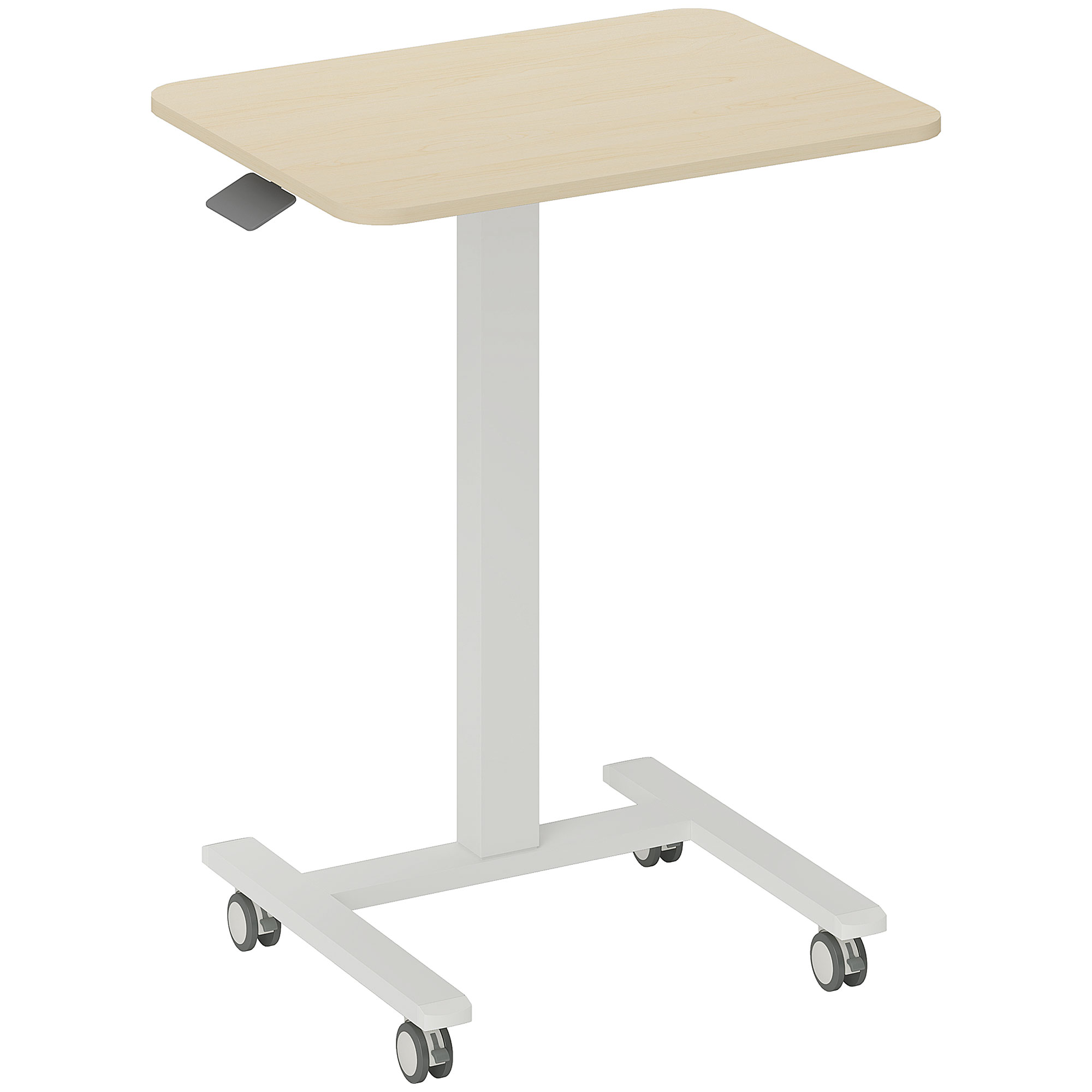 Vinsetto Stehpult Höhenverstellbar Computertisch 65 x 48 cm Mobiler Laptoptisch, Steh-Sitz Schreibtisch mit Handkurbel 68-108 cm Gelb   Aosom