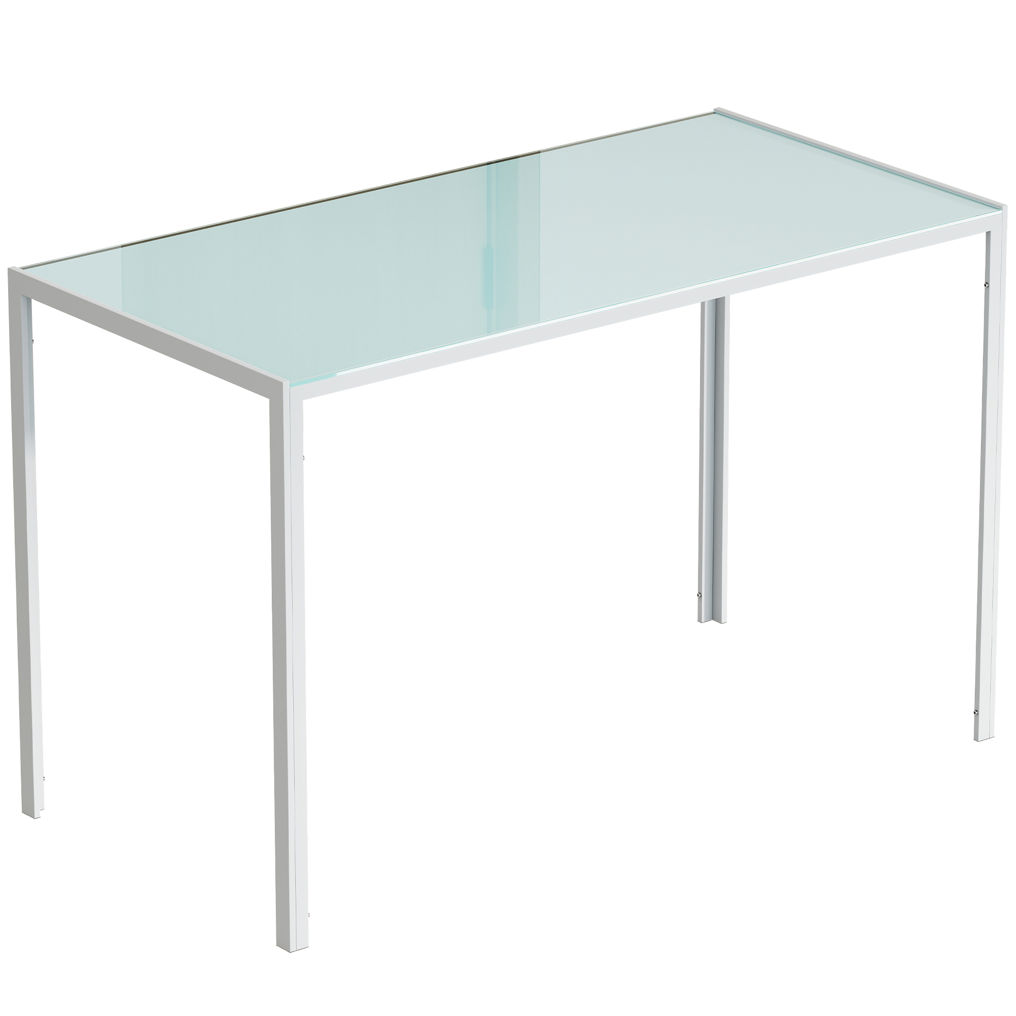 HOMCOM Esstisch 120 x 60 cm Küchentisch für 4 Personen Esszimmertisch mit Tischplatte aus Hartglas moderner Tisch für Küche, Esszimmer Wohnzimmer Weiß Aosom