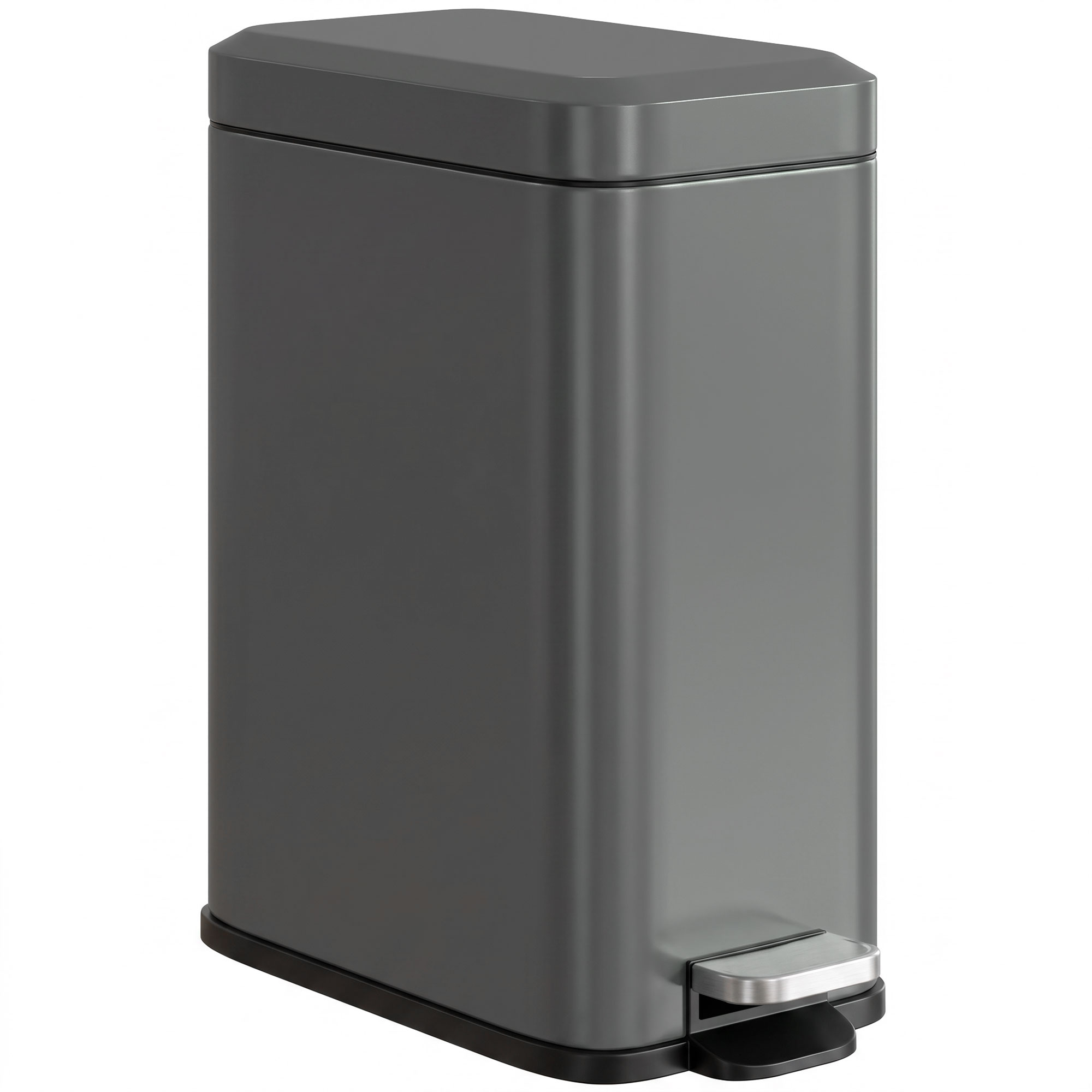 HOMCOM Mülleimer 5L Treteimer Kosmetikeimer Abfalleimer mit Deckel und Fußpedal, Müllbehälter mit Inneneimer, Badezimmer-Mülleimer für Wohnzimmer, Büro, Metall, Grau, 29,2 x 14 x 32 cm   Aosom