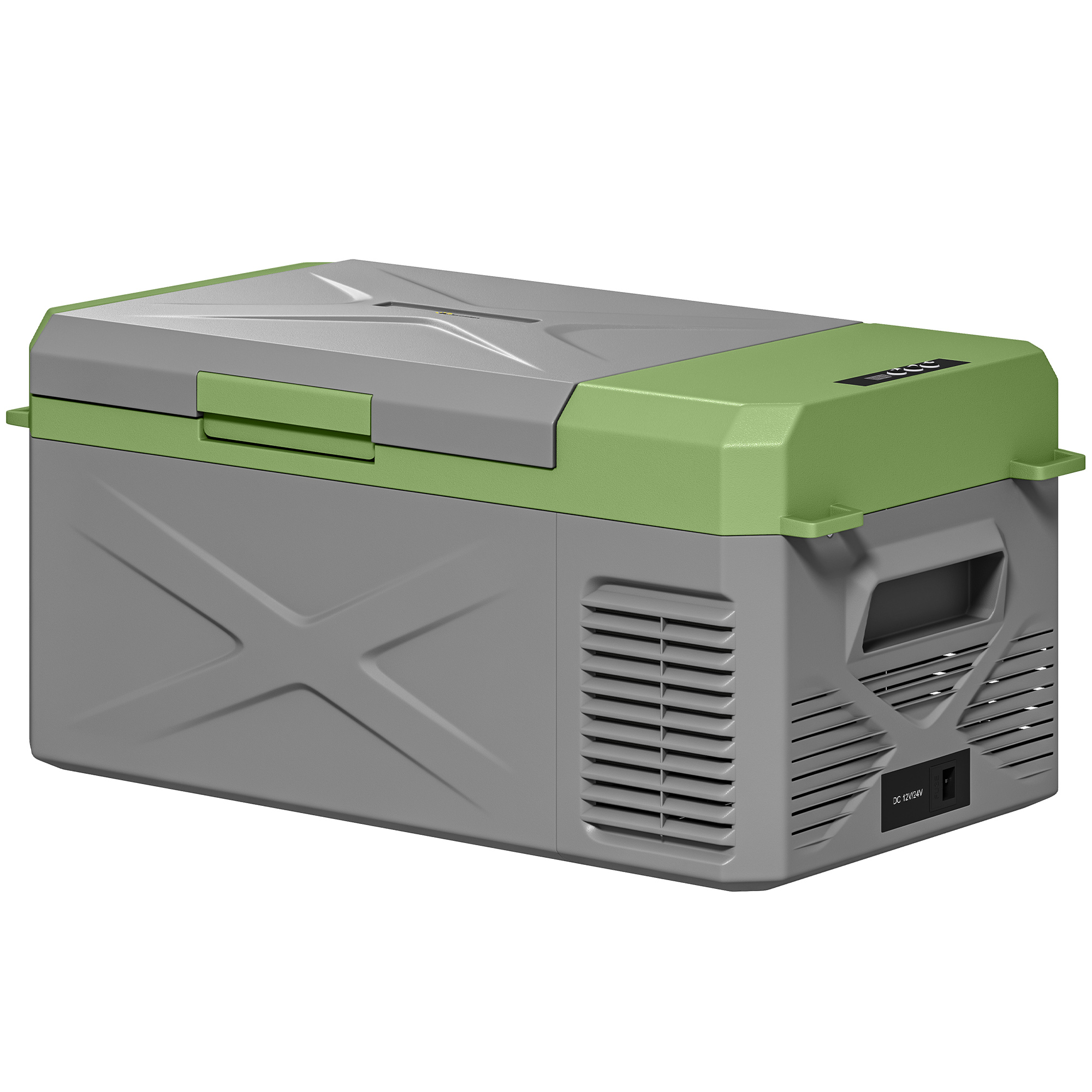 Outsunny 16,3 Liter Kompressor Kühlbox elektrische Kühlbox mit Anschluss ECO Modus Kühlhaltefunktion Gefrierbox Thermobox Mini Kühlschrank 12/220 Volt für Auto Steckdose LKW Camping Boot Grau+Grün Aosom